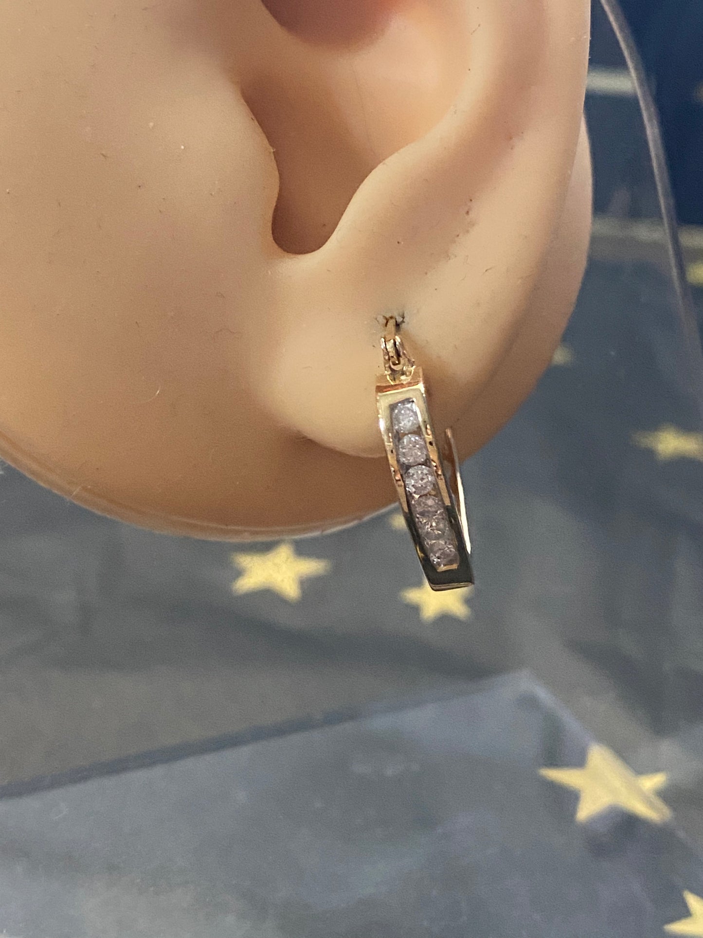 10k Reversible Diamond Heart Huggies