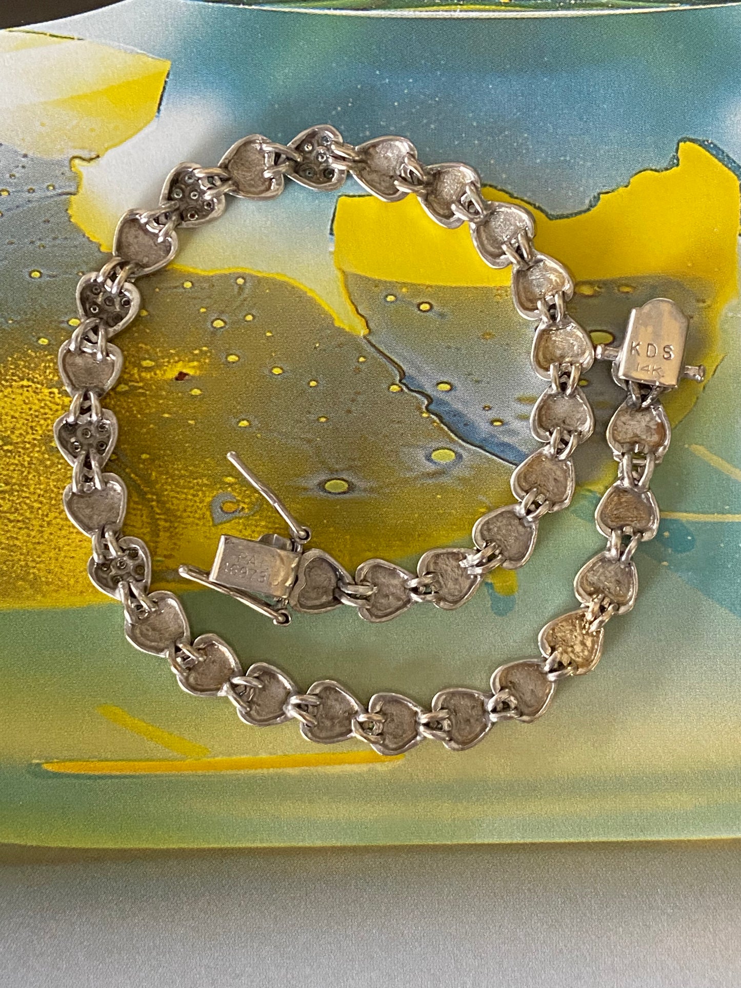 14k Two-tone Heart Link Bracelet