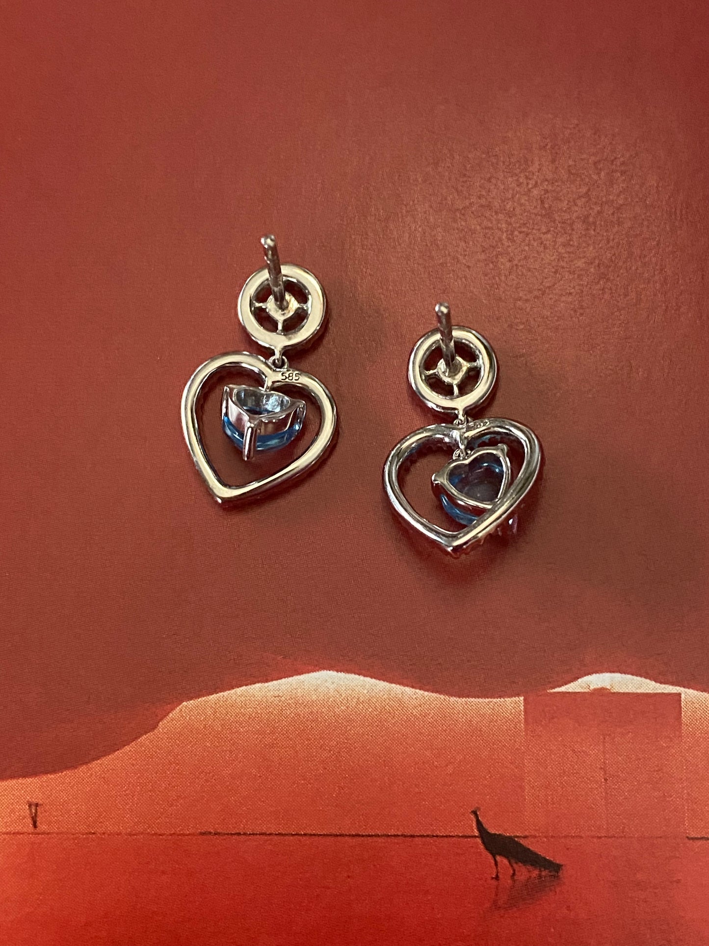Blue Topaz Heart Cabochon Dangles