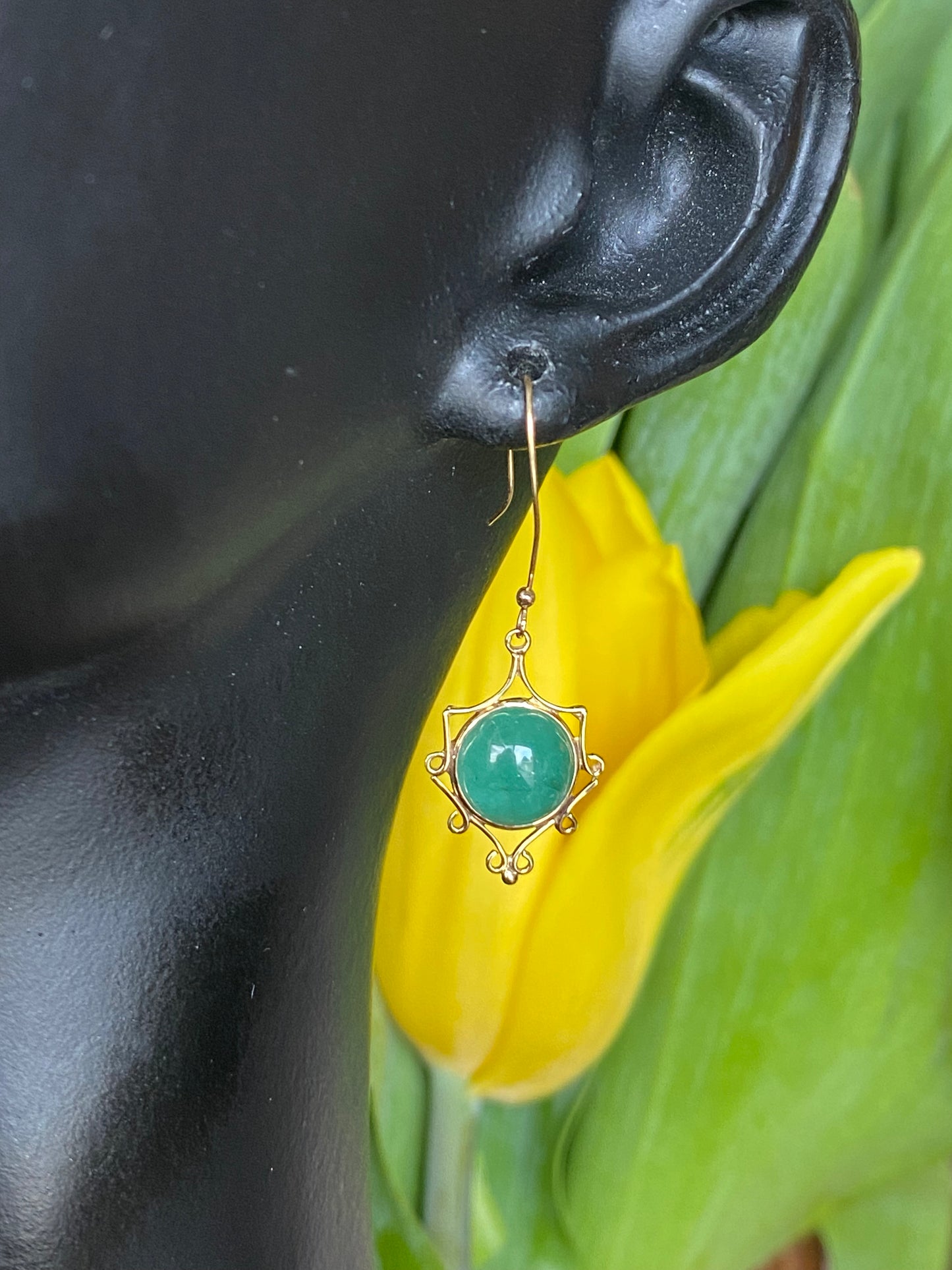 14k Green Gemstone Dangles