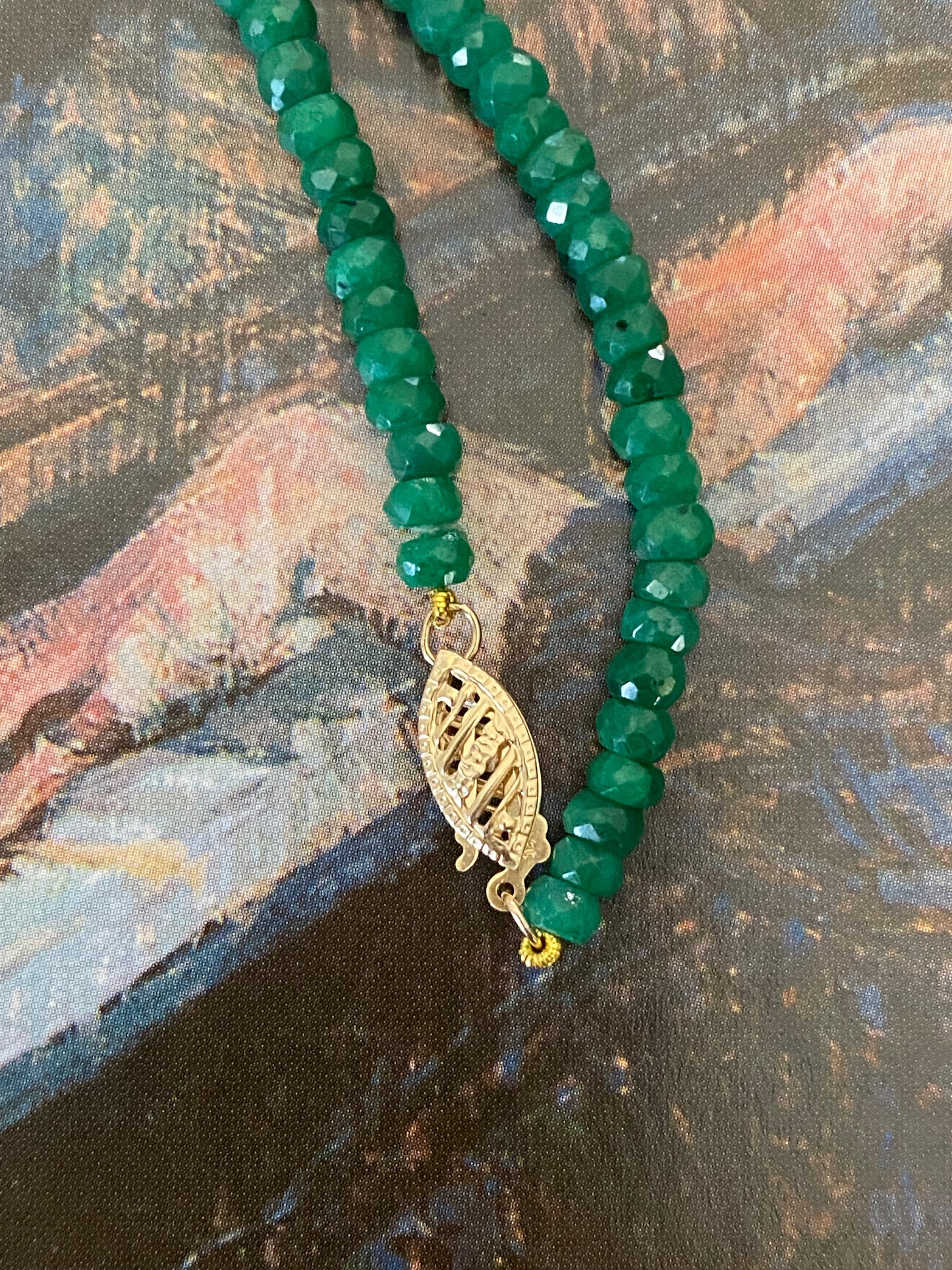 14k Emerald Bead Necklace with Pearl