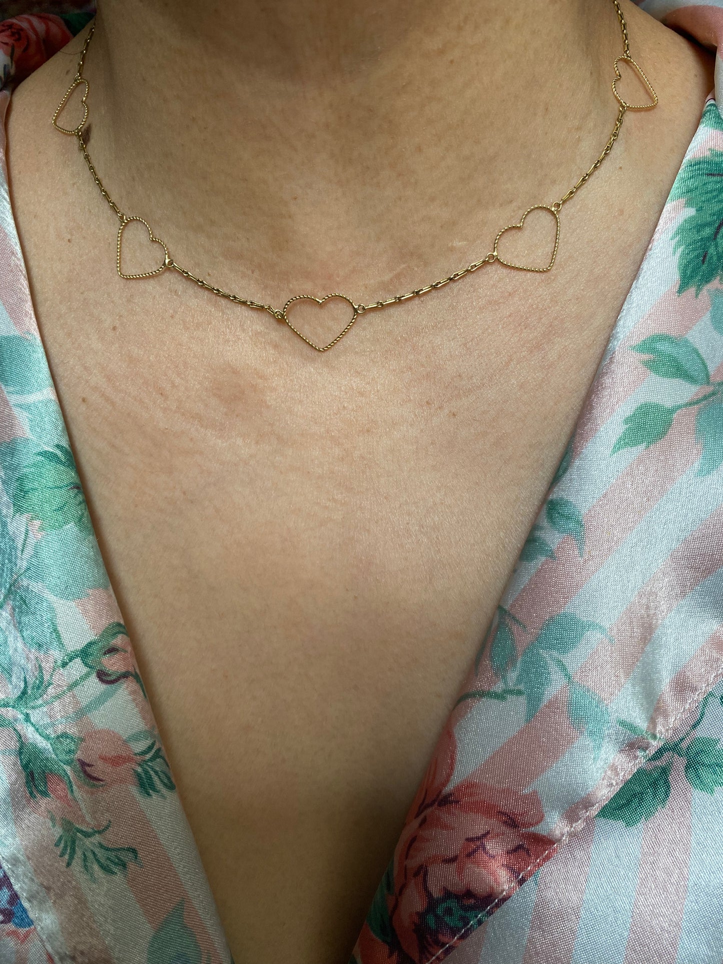 14k UnoAErre Heart Station Necklace