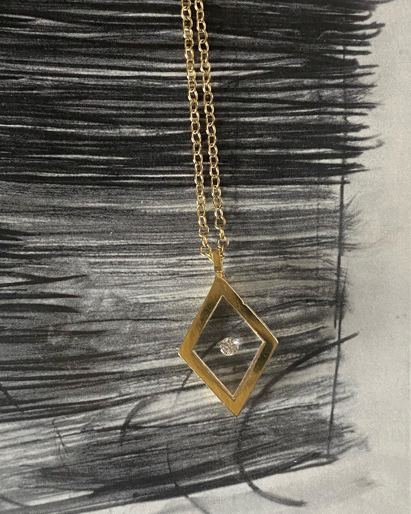 14k Diamond Resin Pendant and Chain