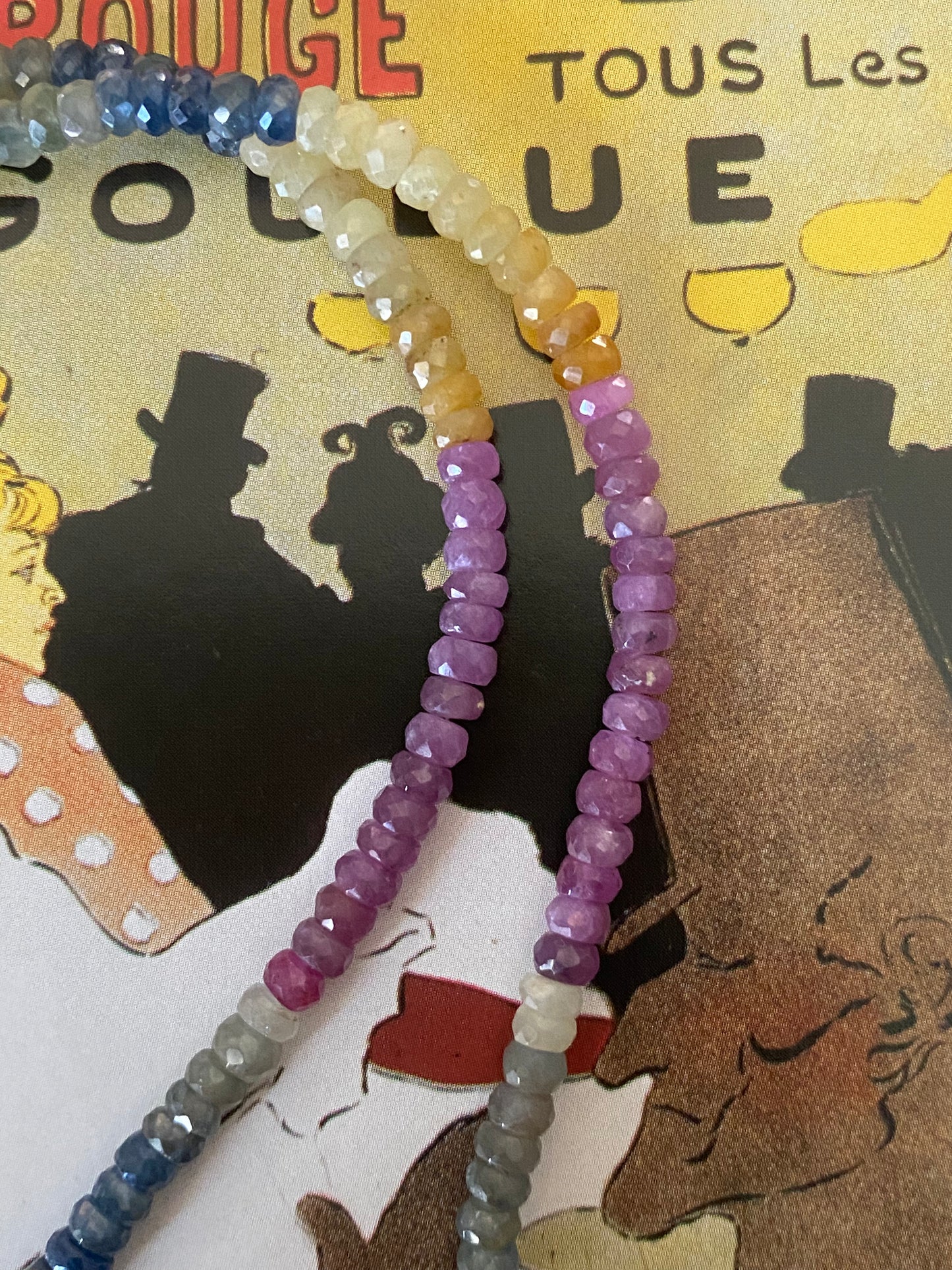 14k Multi-color Sapphire with Pearl Necklace