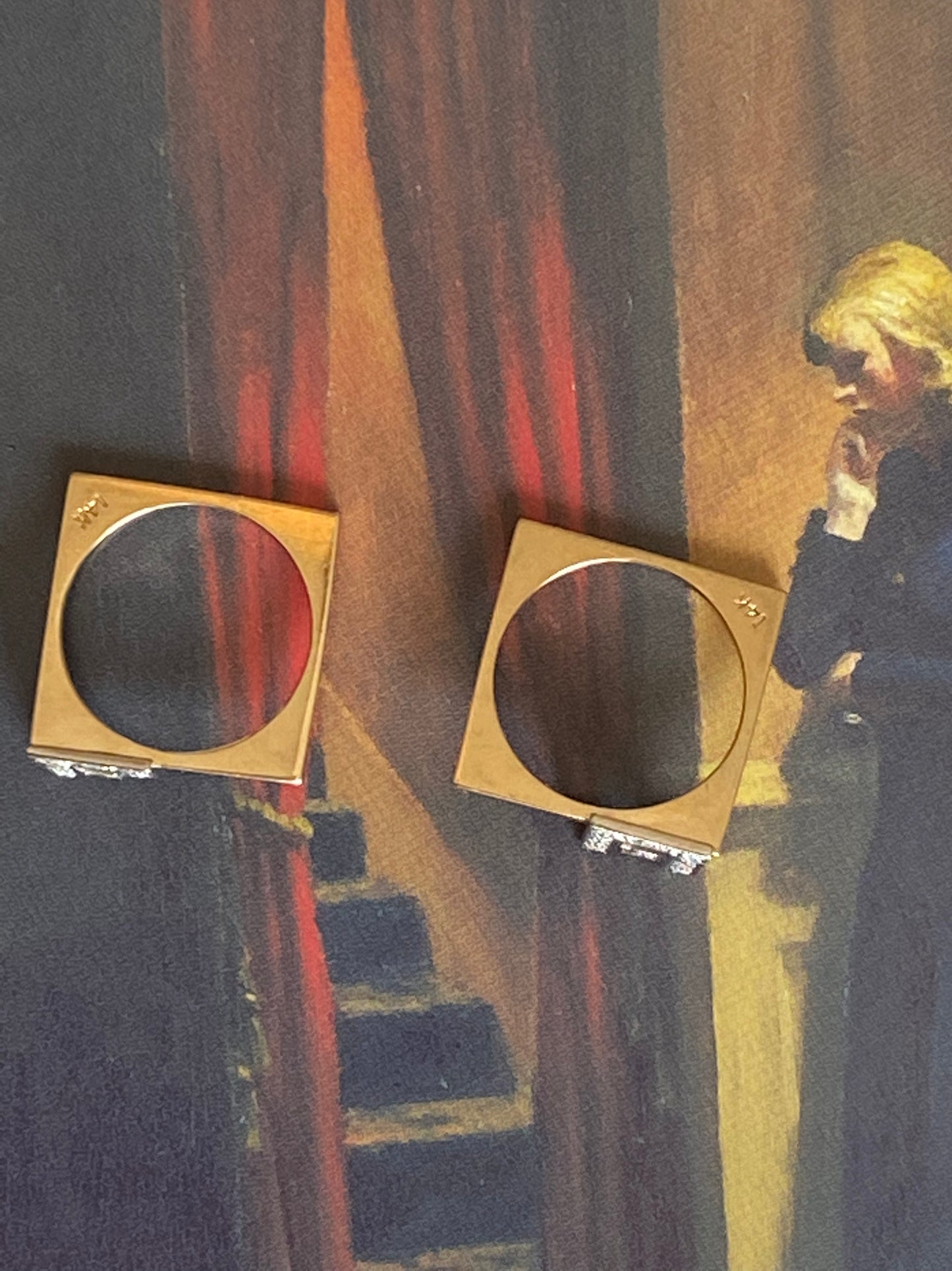 14k Square Initial Rings