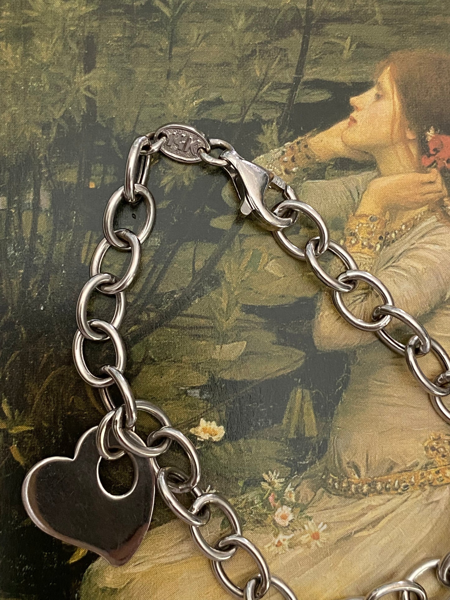 14k WG Heart Charm Bracelet
