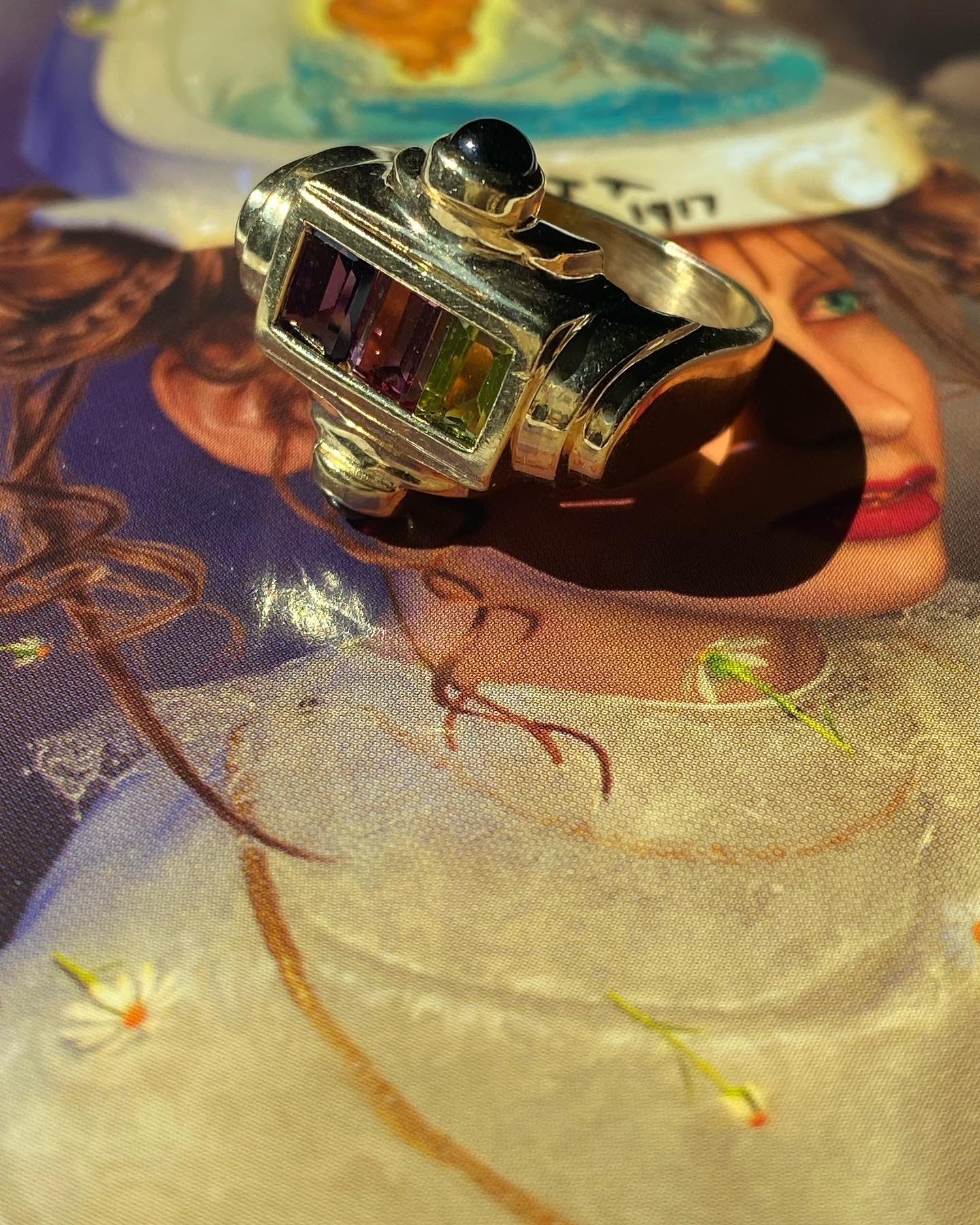 14k Gemstone Tank Ring