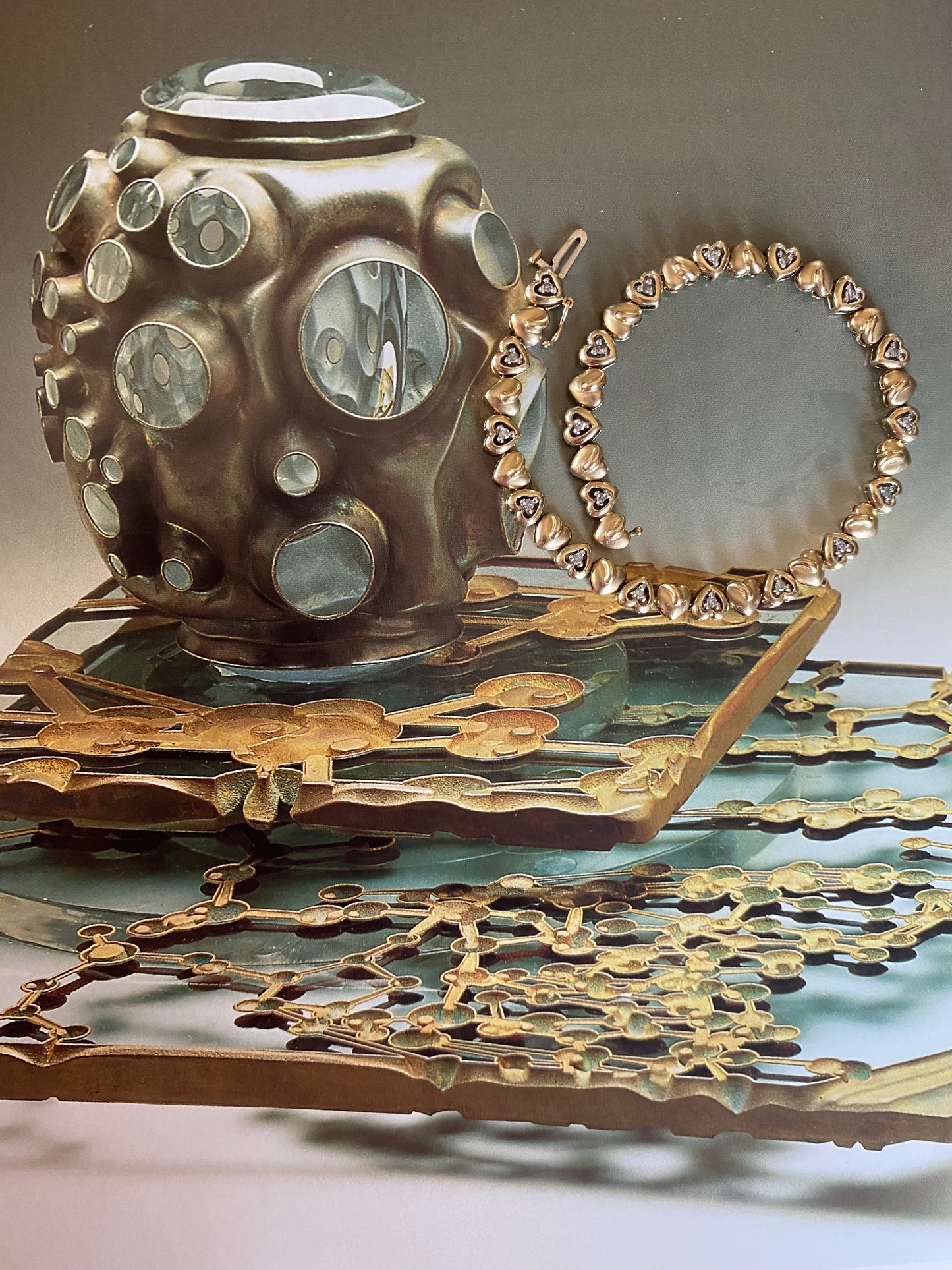 14k Puffy Heart Link Bracelet