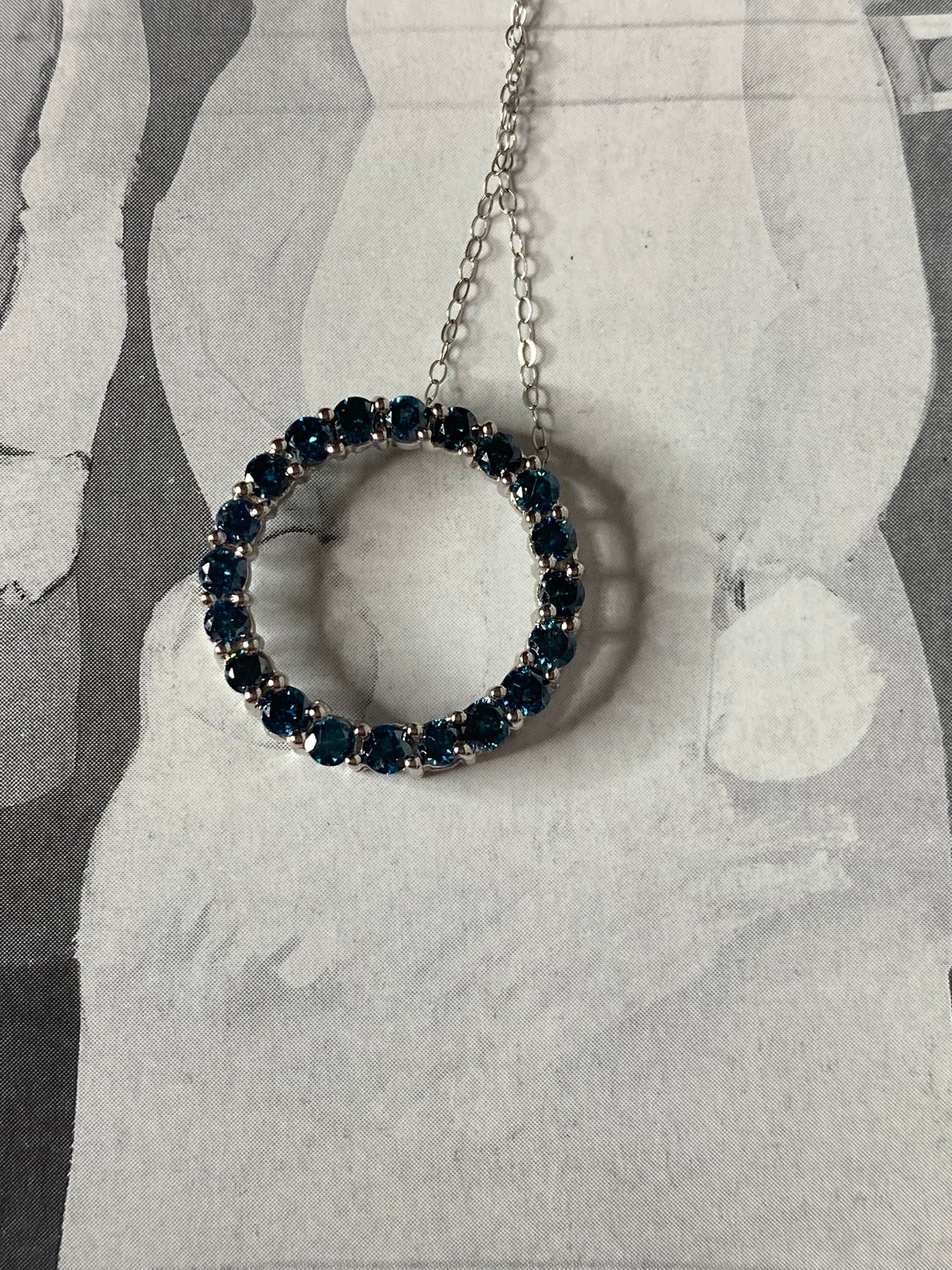 10k WG Blue Diamond Circle on Chain