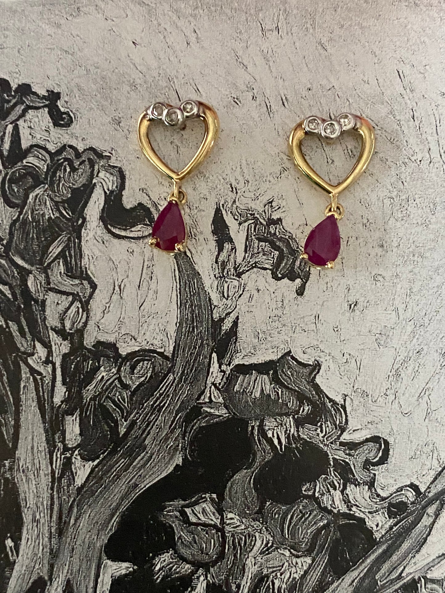 Ruby Heart Dangles