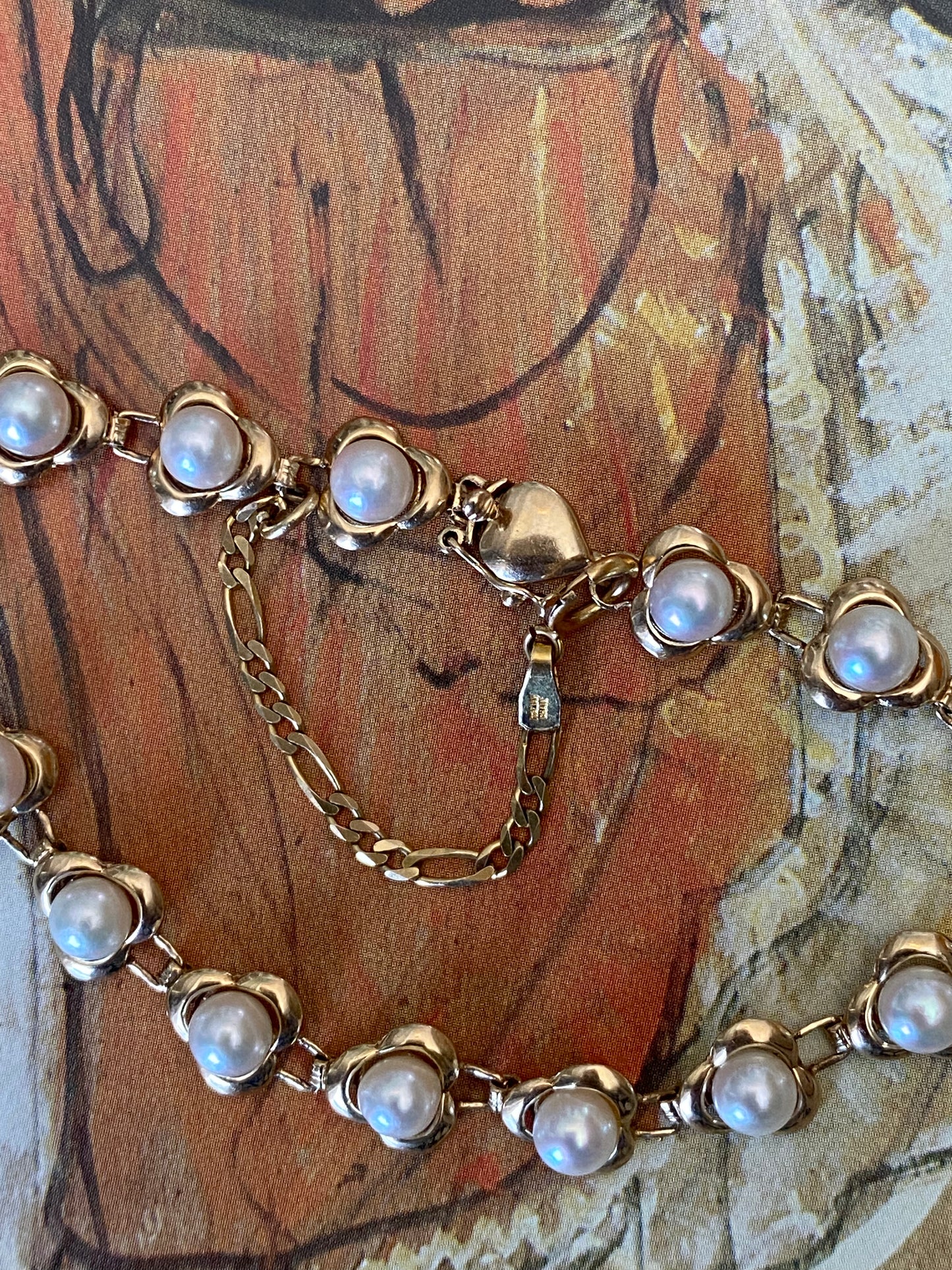 14k Akoya Pearl Flower Bracelet