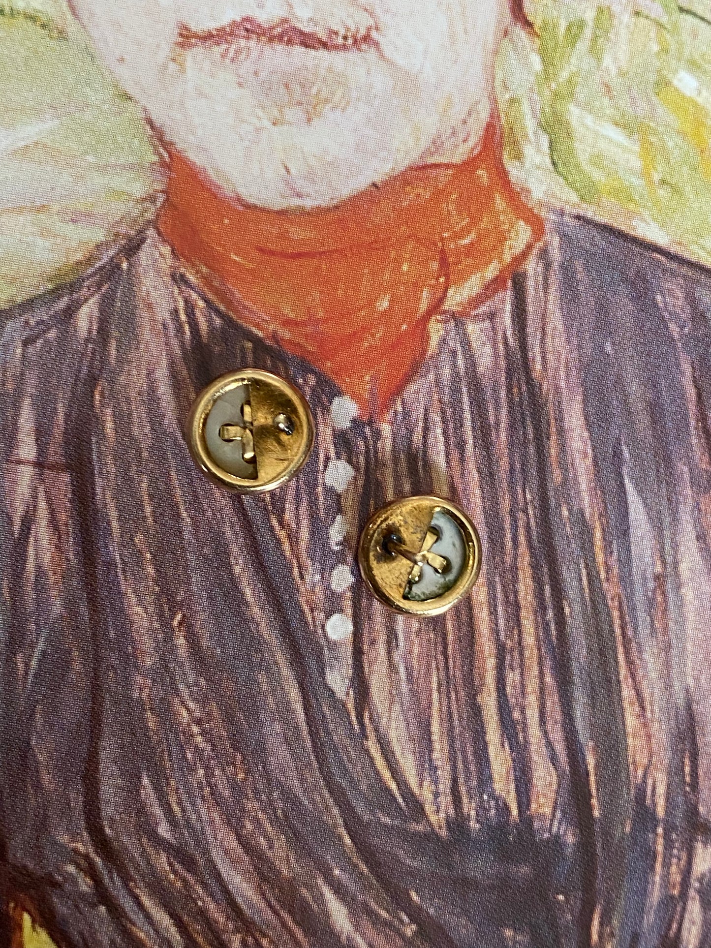 14k Mother of Pearl Button Earrings