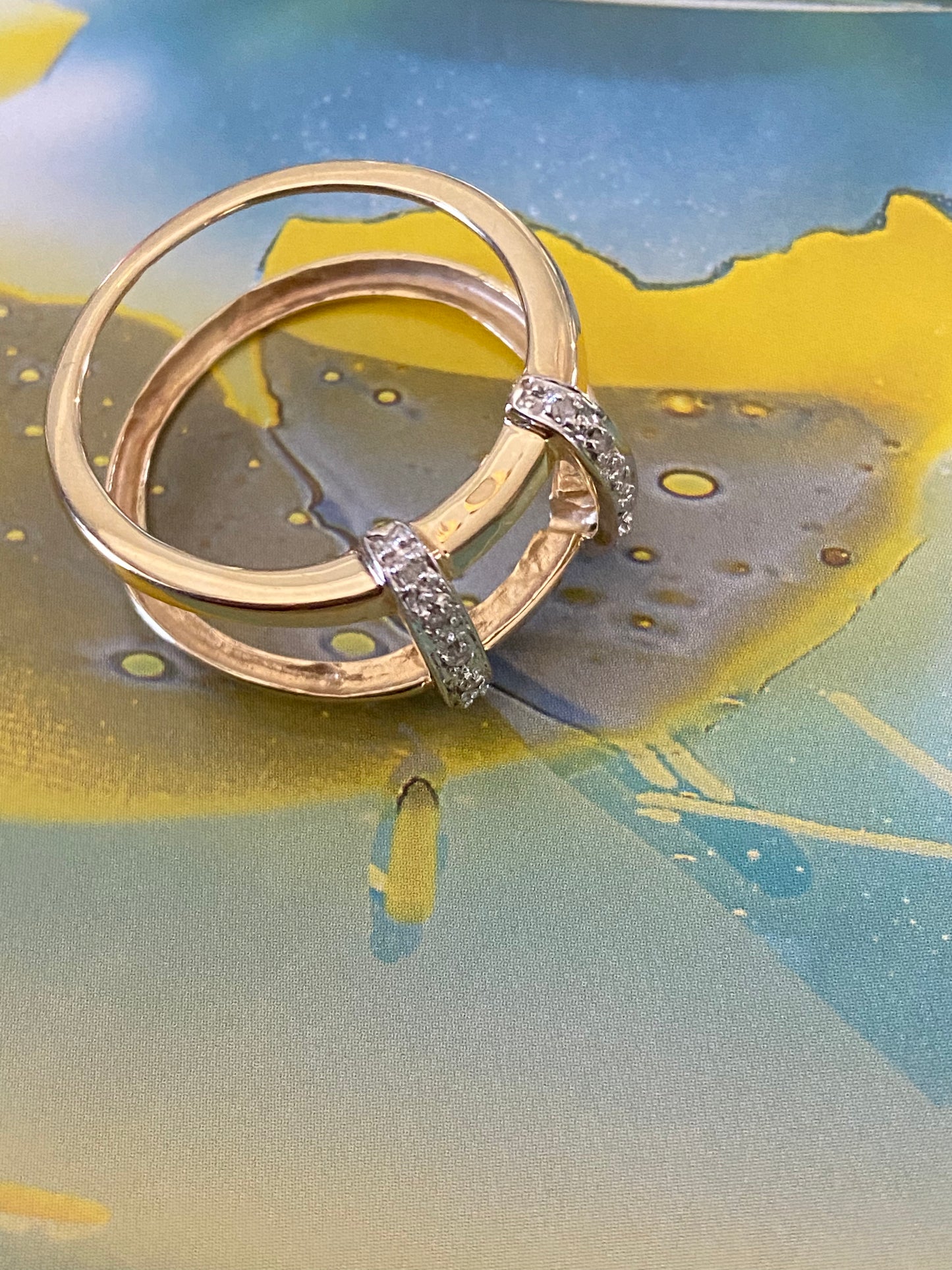 14k Open Work Ring with Diamonds