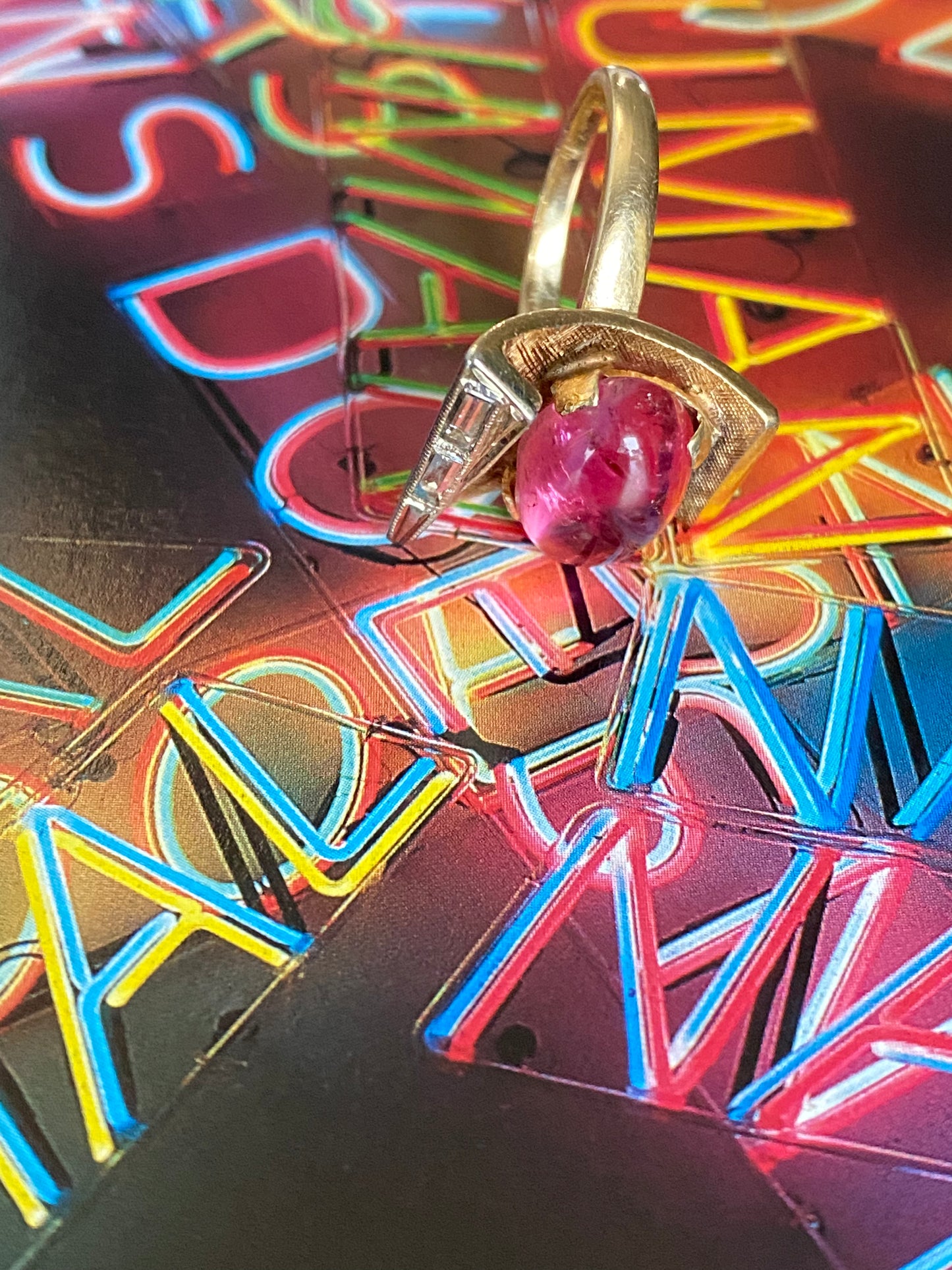 Pink Tourmaline Cabochon Ring