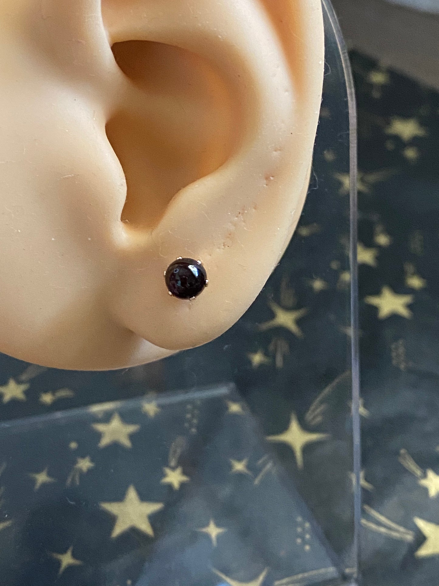 14k Garnet Cabochon Studs