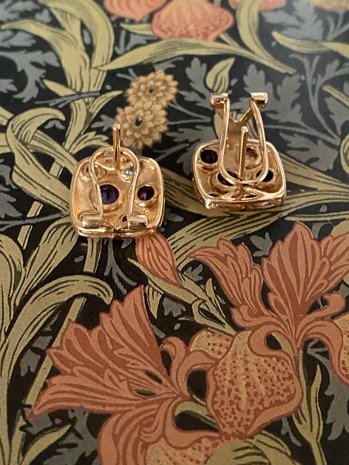 14k Flush-set Gemstone Earrings