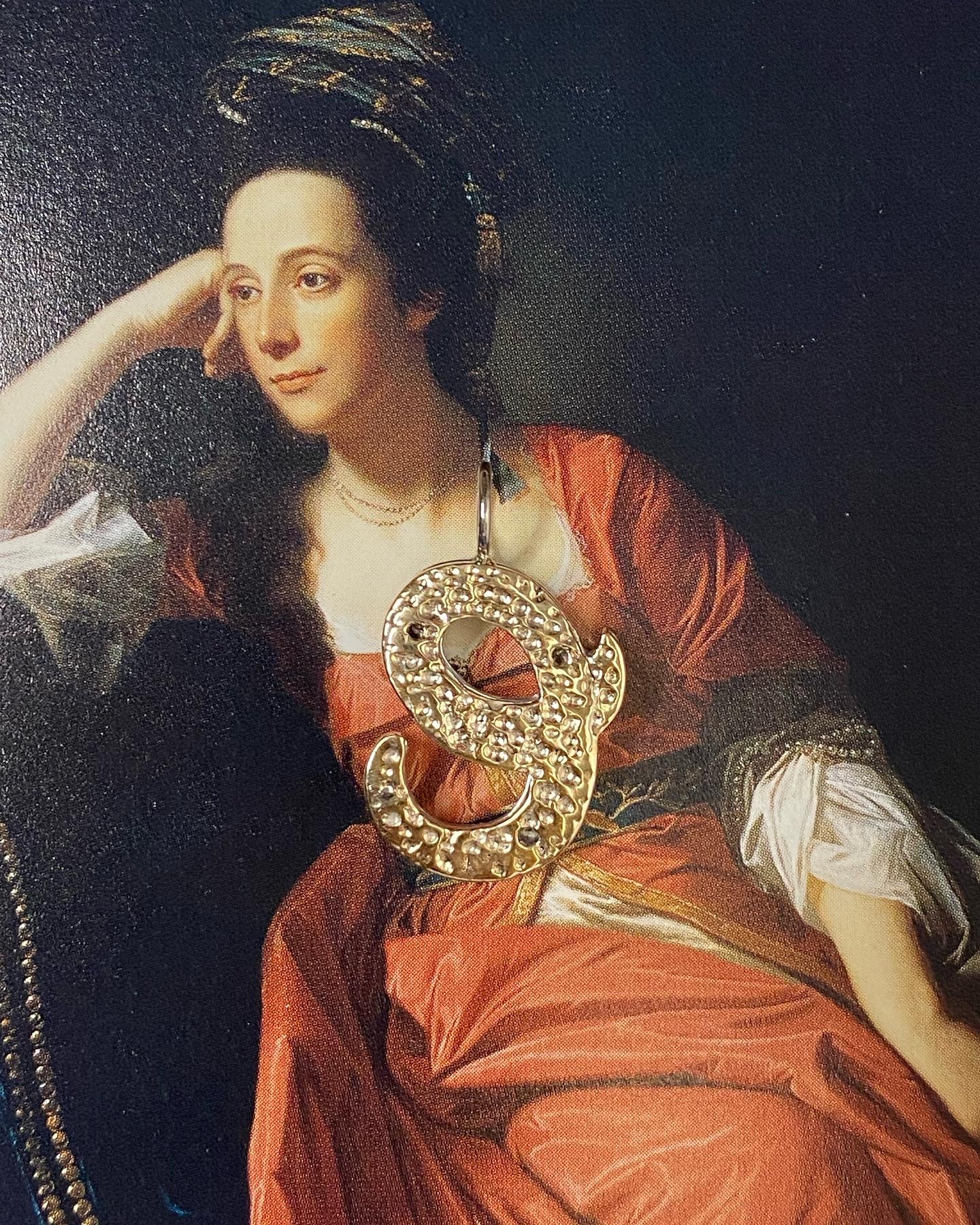 14k E Script Diamond Pendant