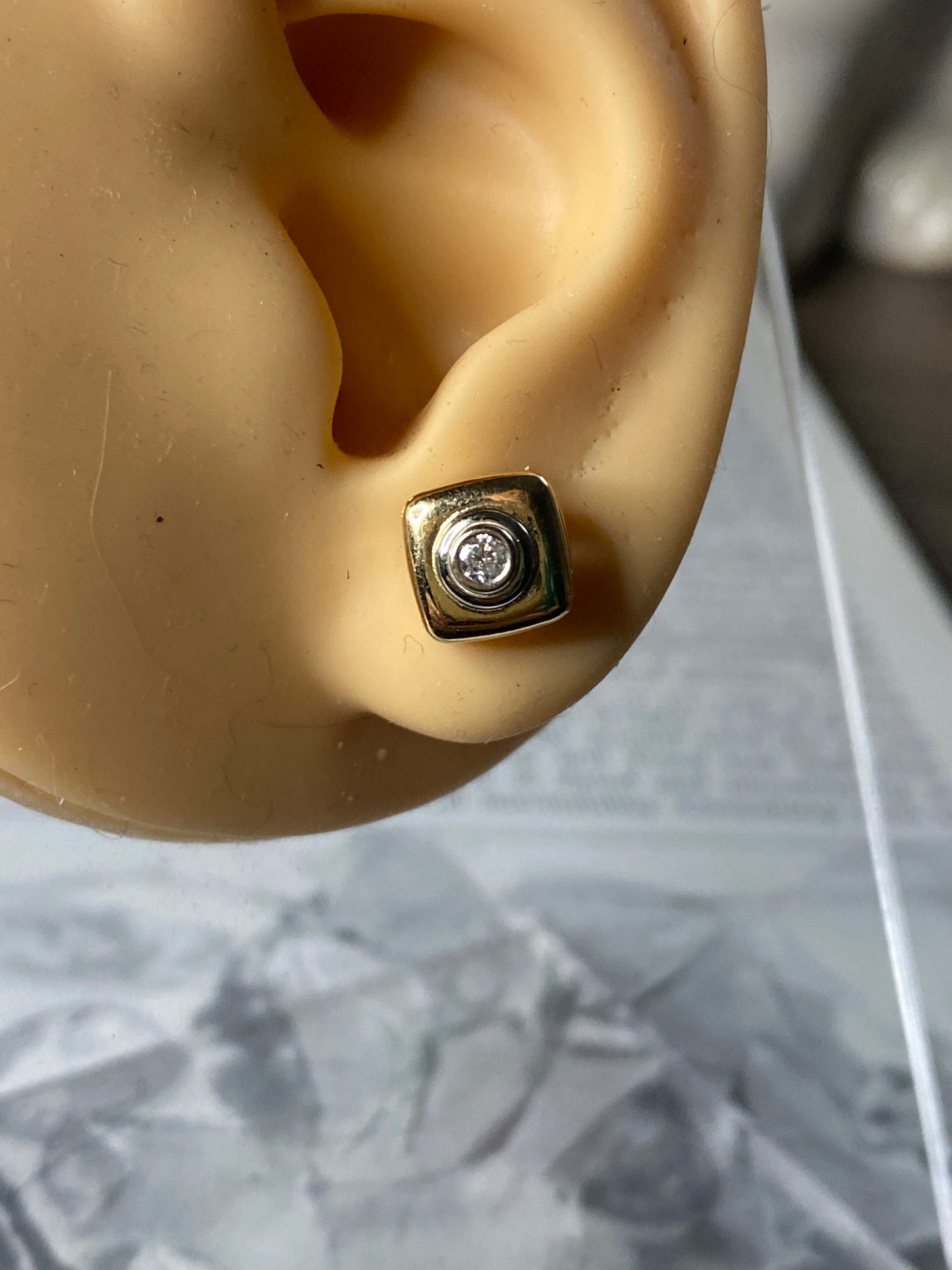 14k Square Diamond Studs