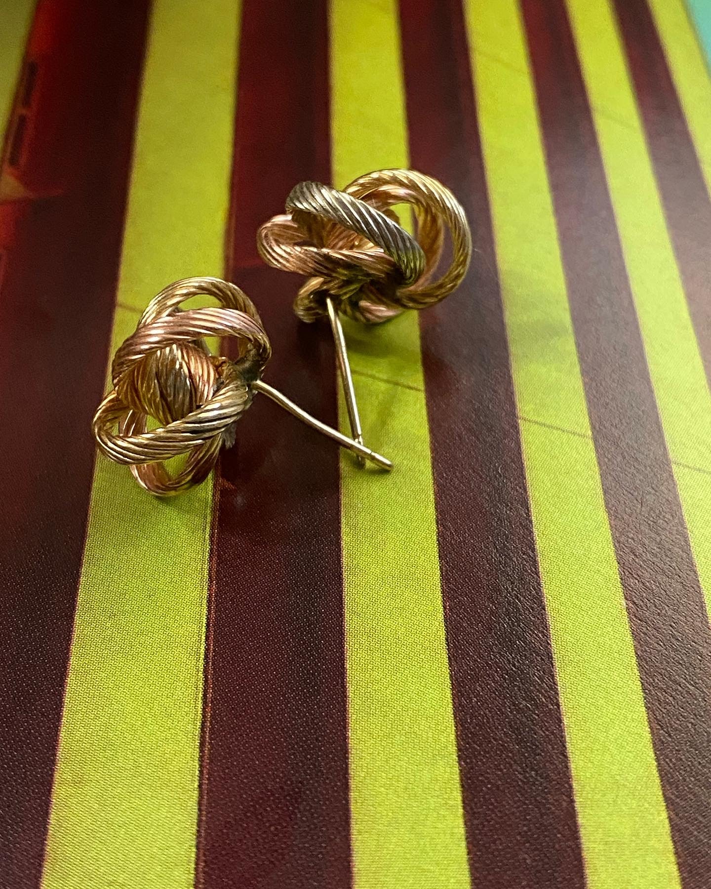 14k Tricolor Love Knot Earrings