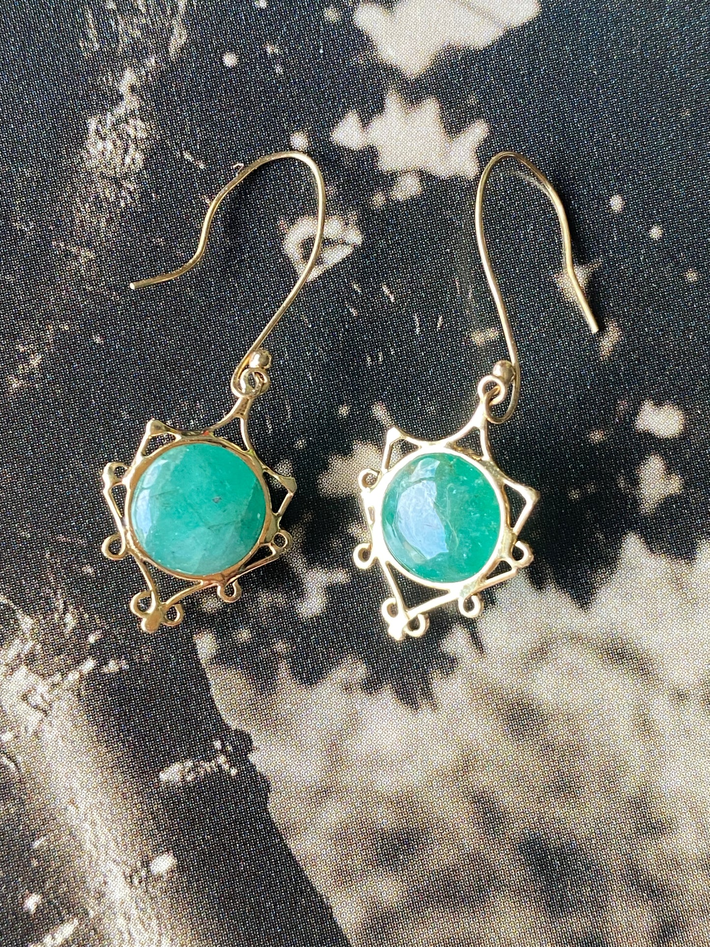 14k Green Gemstone Dangles