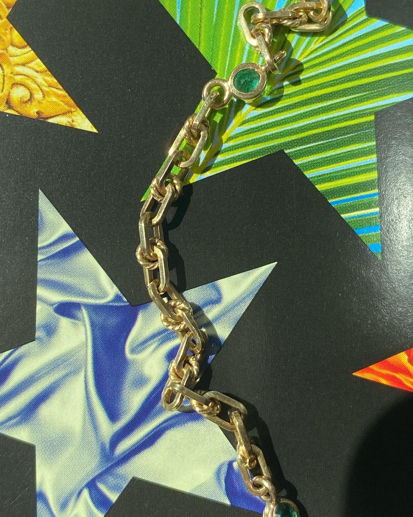 14k Emerald Station Necklace