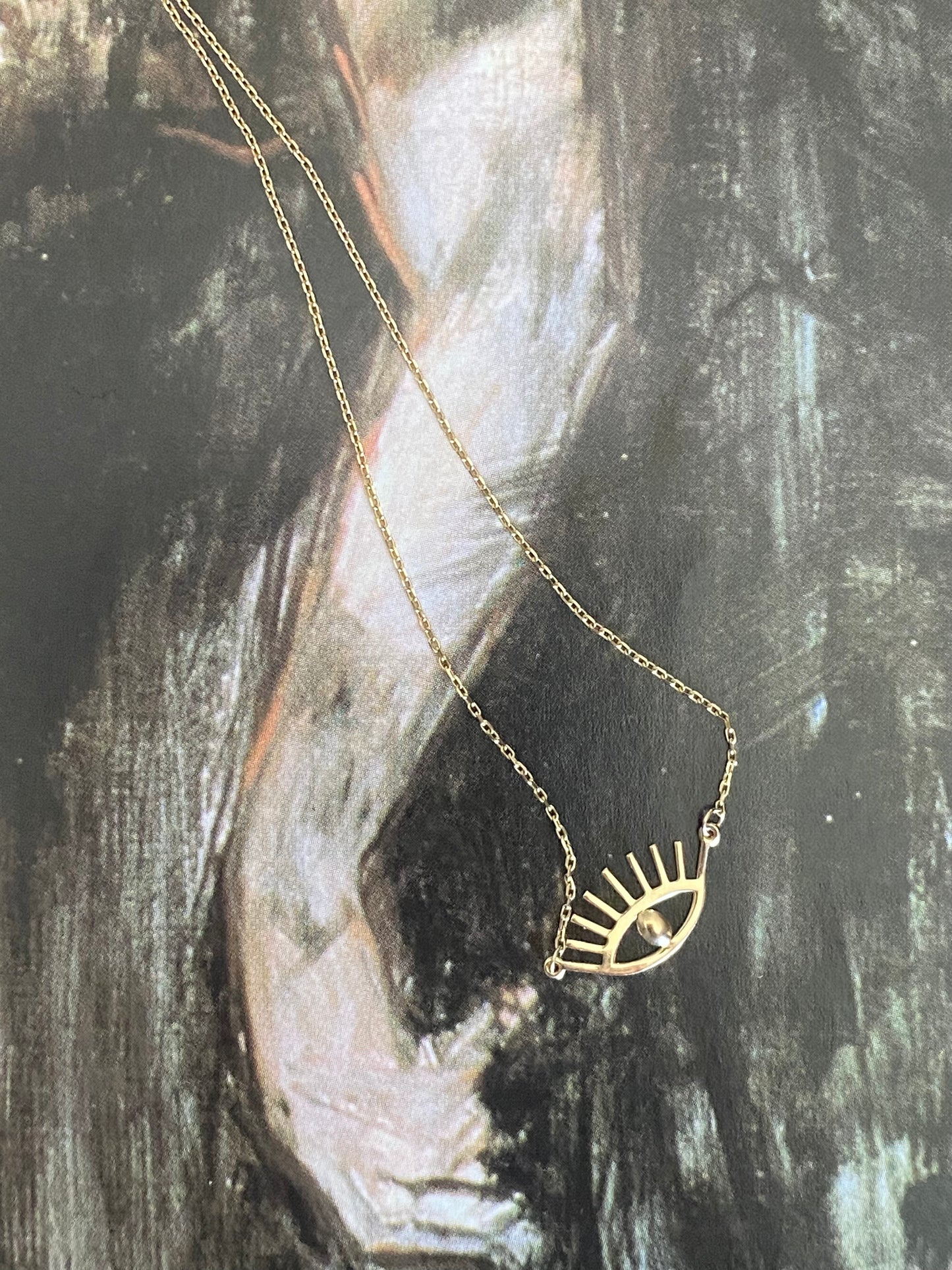14k Dainty Eye on a Chain