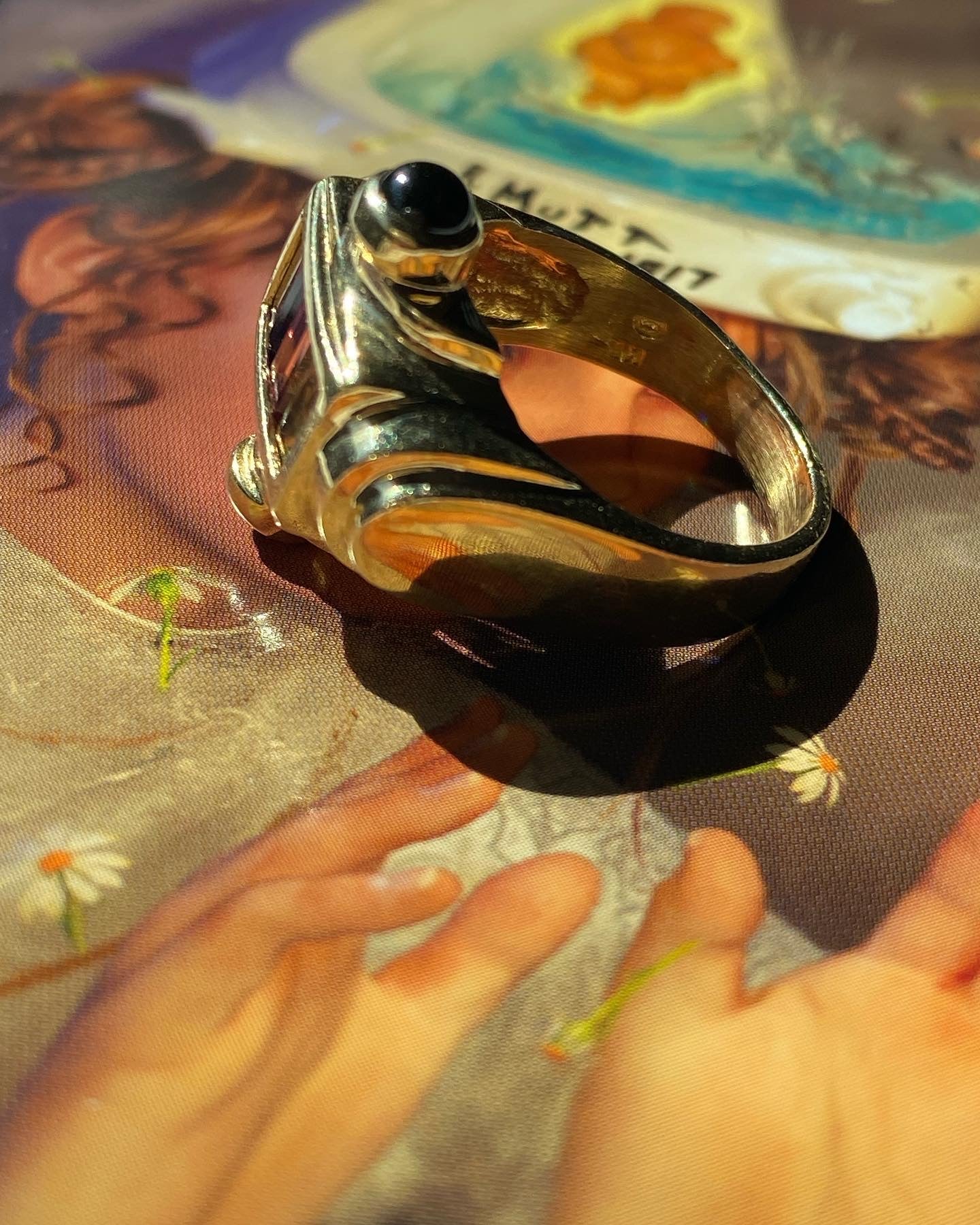 14k Gemstone Tank Ring