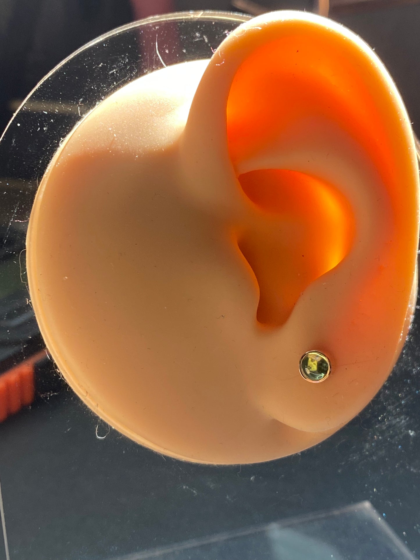 14k Peridot Cabochon Studs