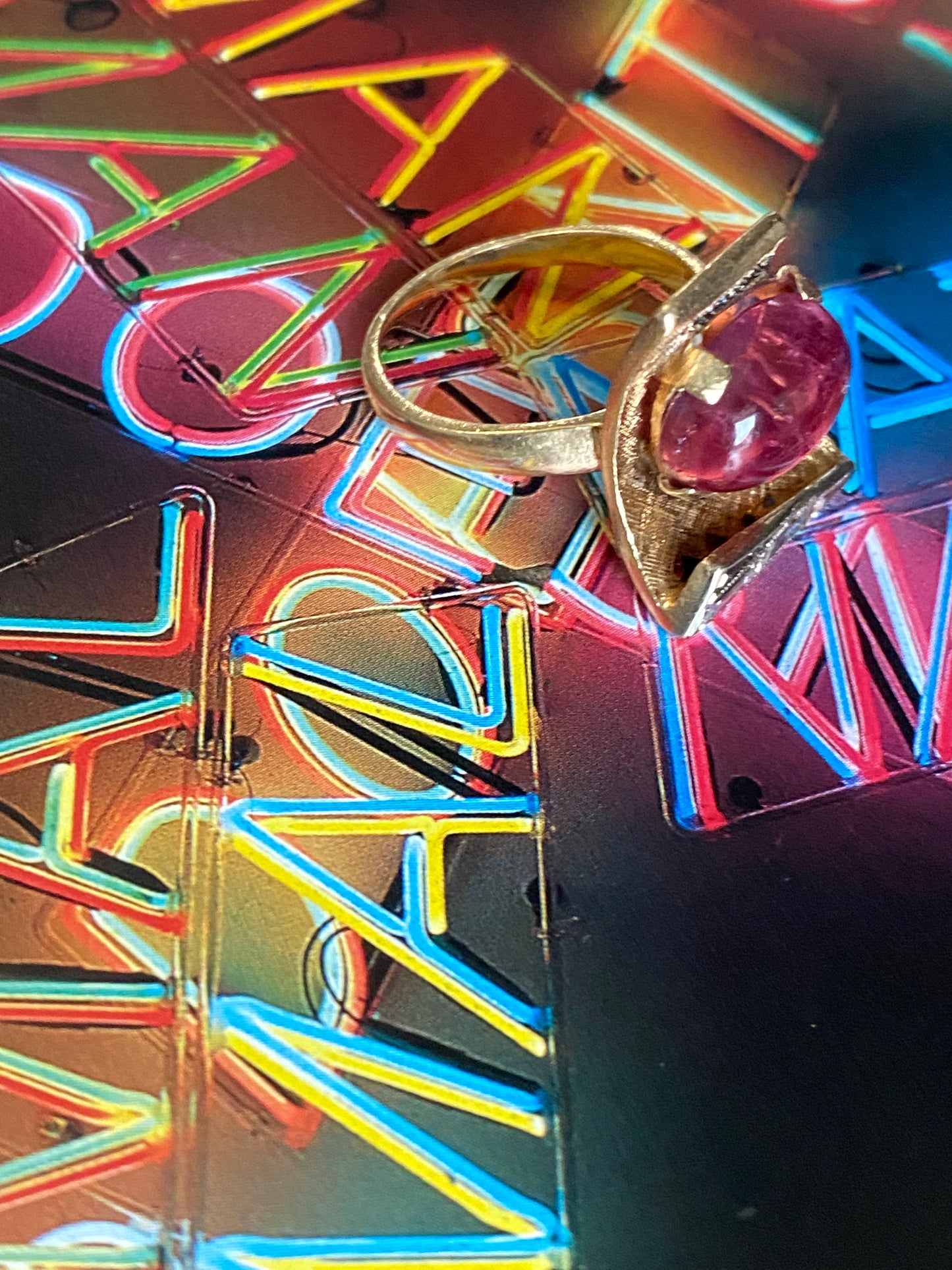 Pink Tourmaline Cabochon Ring