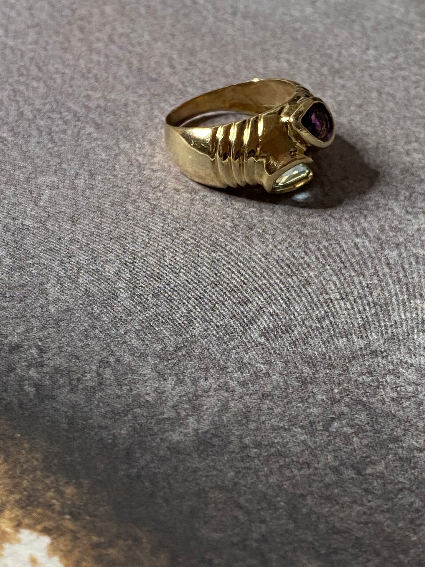 14k Amethyst & Blue Topaz Ring