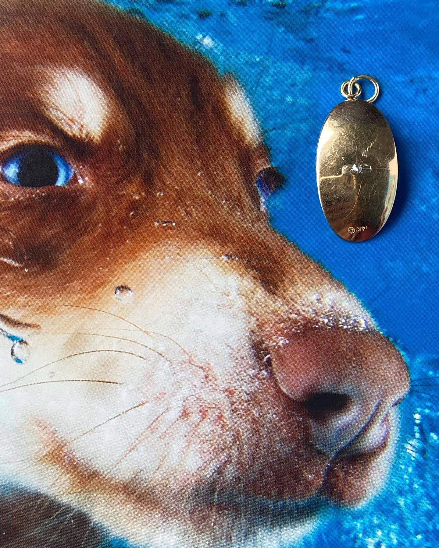 14k Oval Diamond Pendant