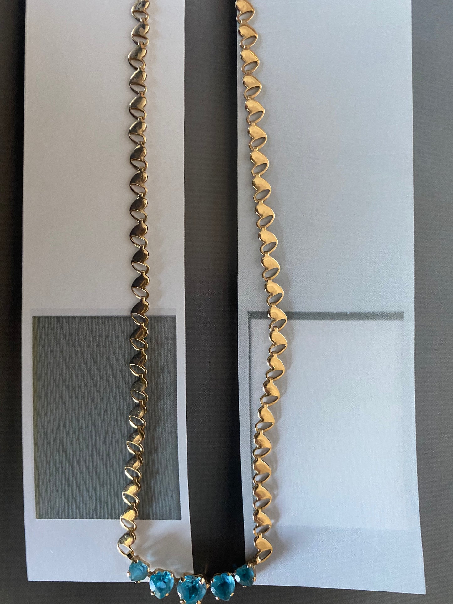 14k Blue Topaz Heart Link Necklace