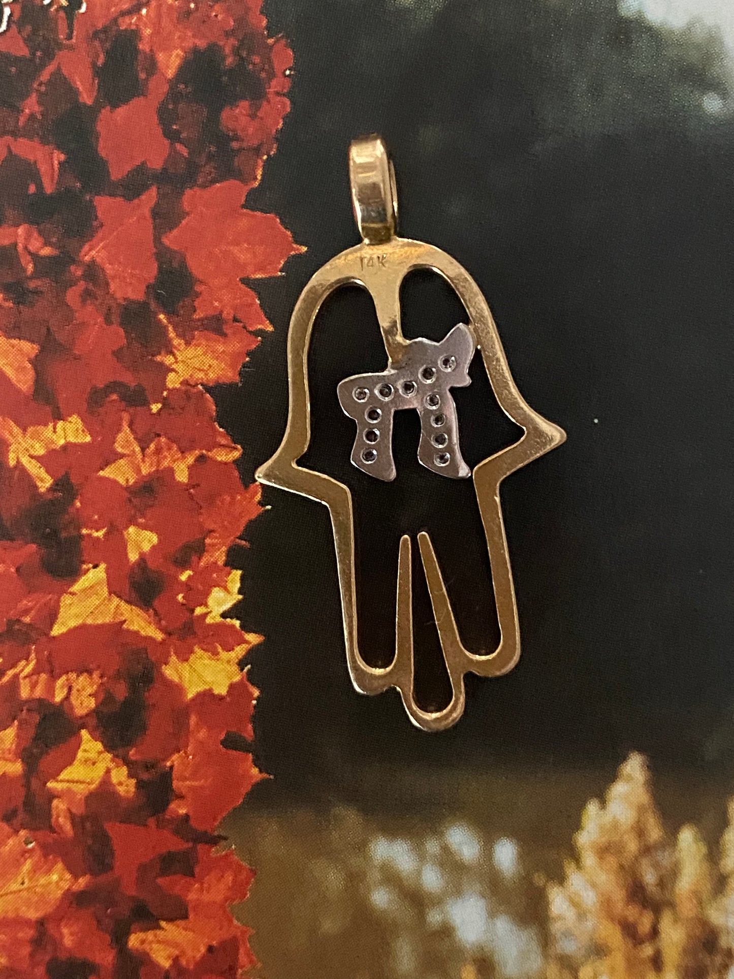 14k Hamsa Chai
