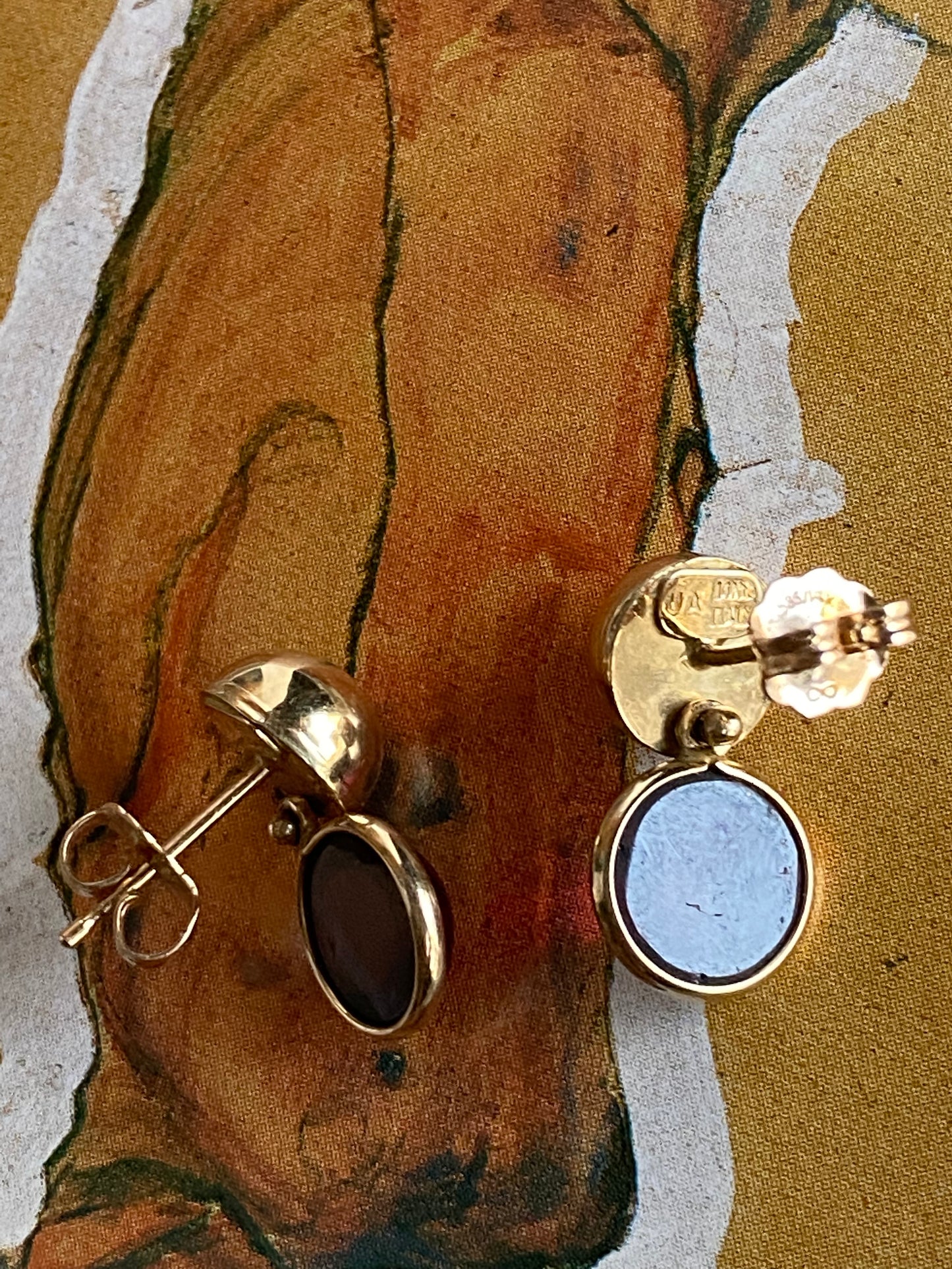 14k Tourmaline Cabochon Earrings