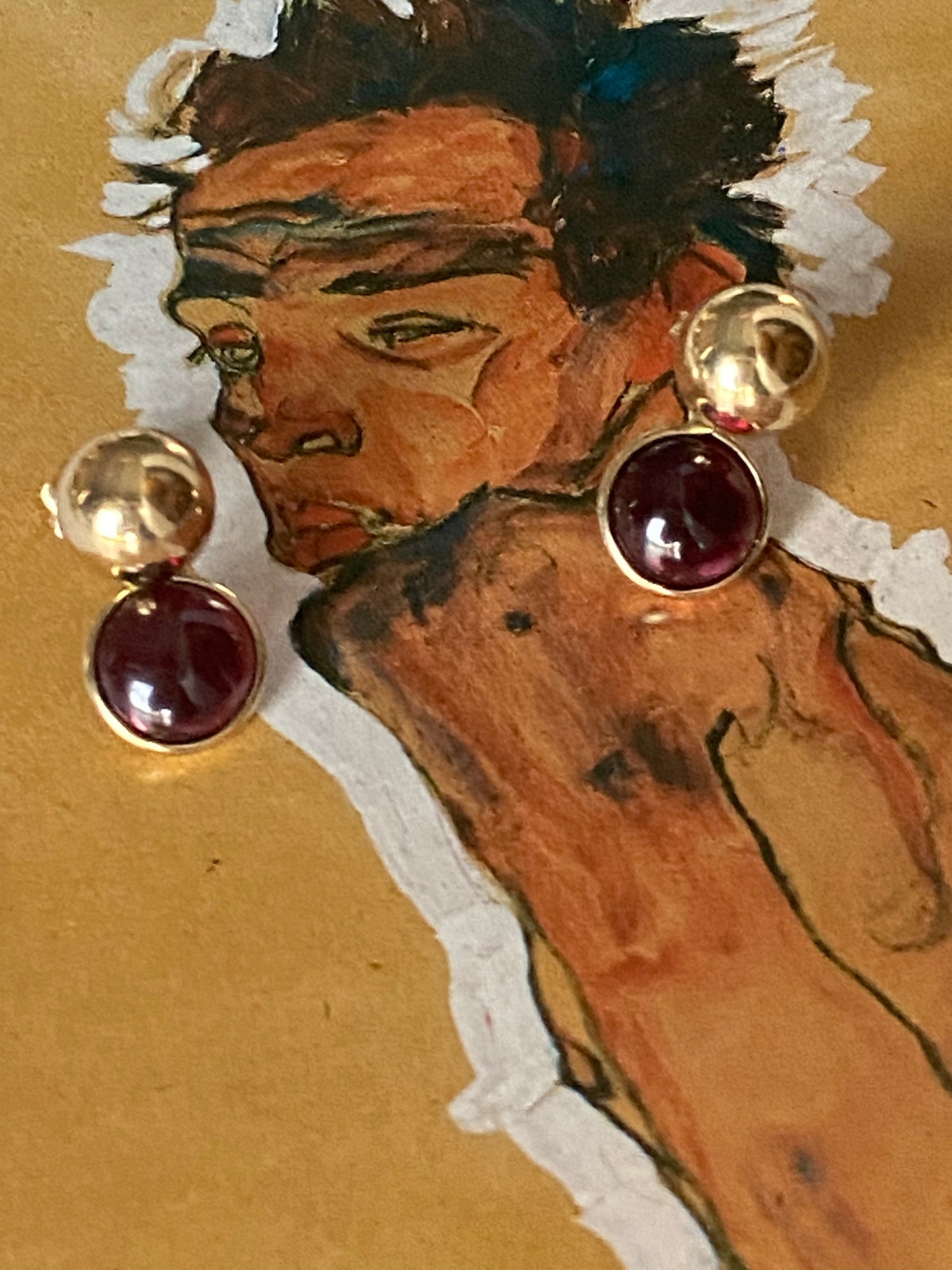 14k Tourmaline Cabochon Earrings