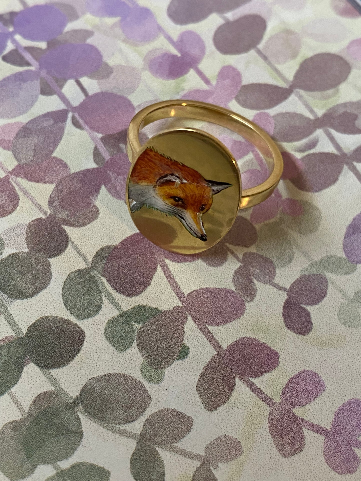 18k Enamel Fox Ring