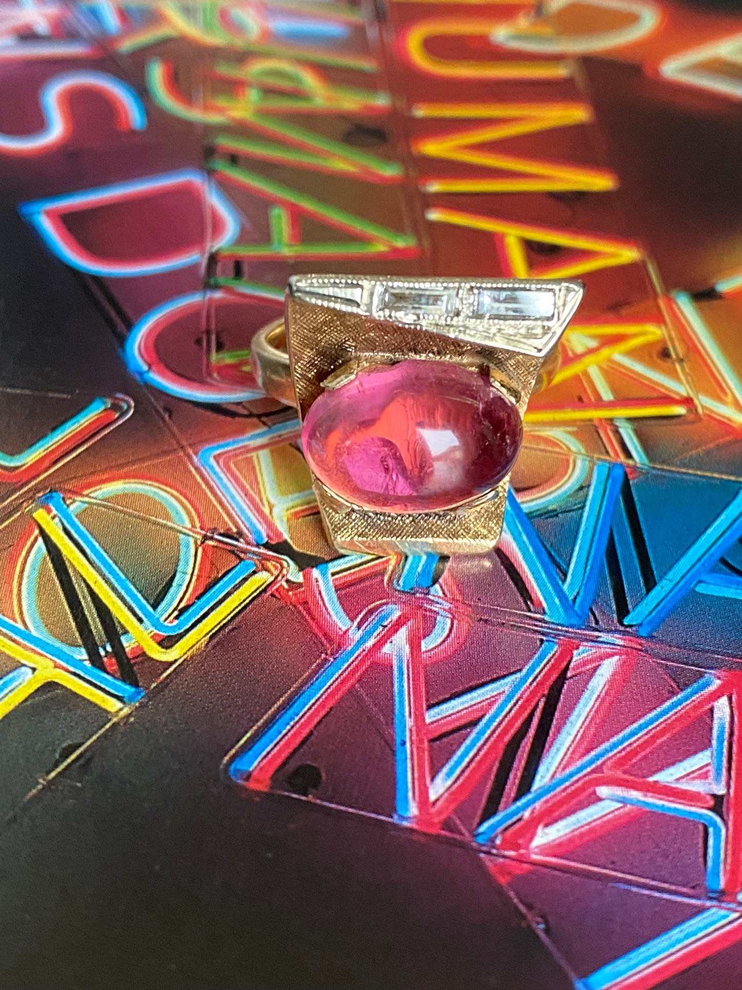 Pink Tourmaline Cabochon Ring