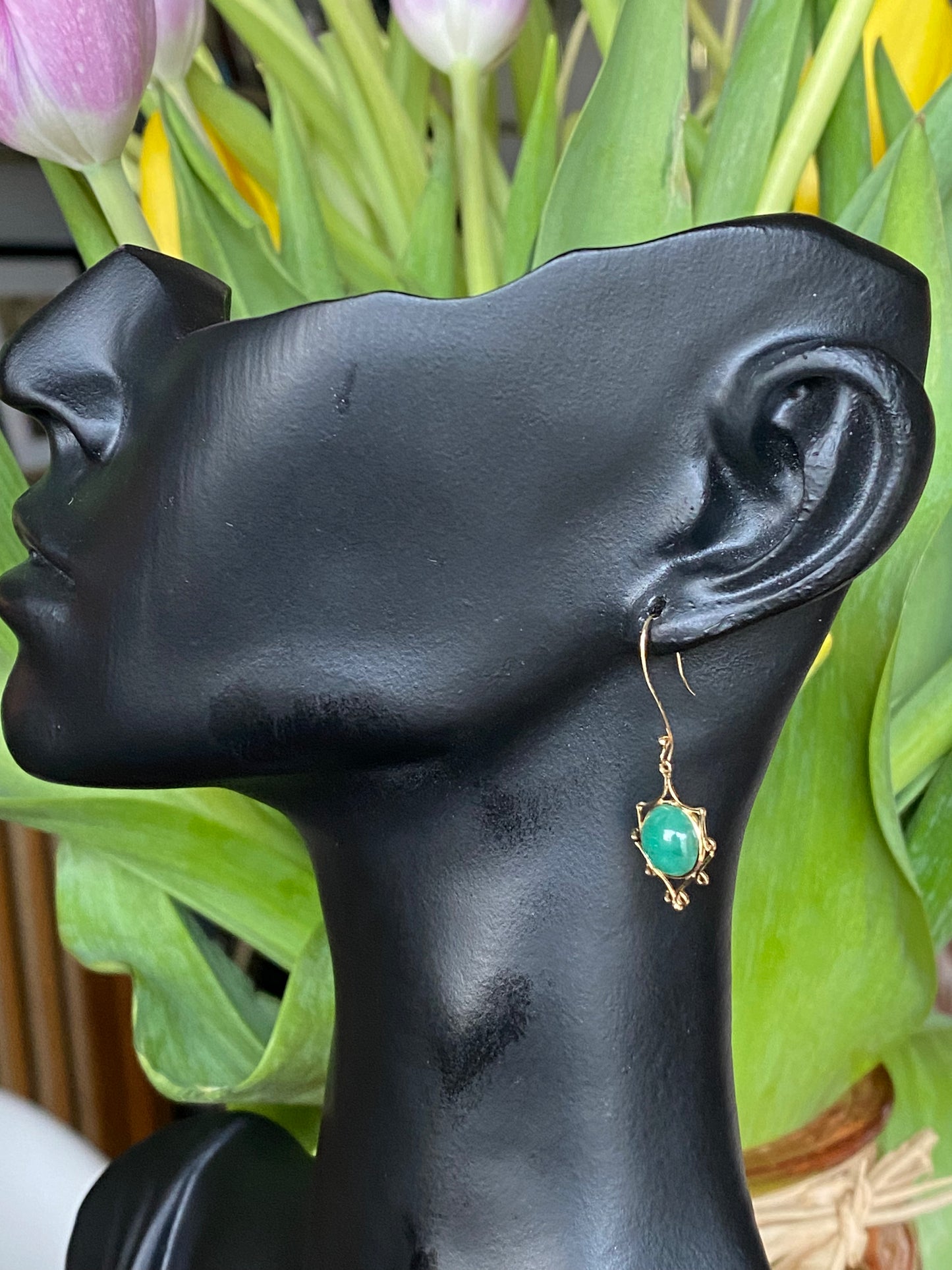 14k Green Gemstone Dangles