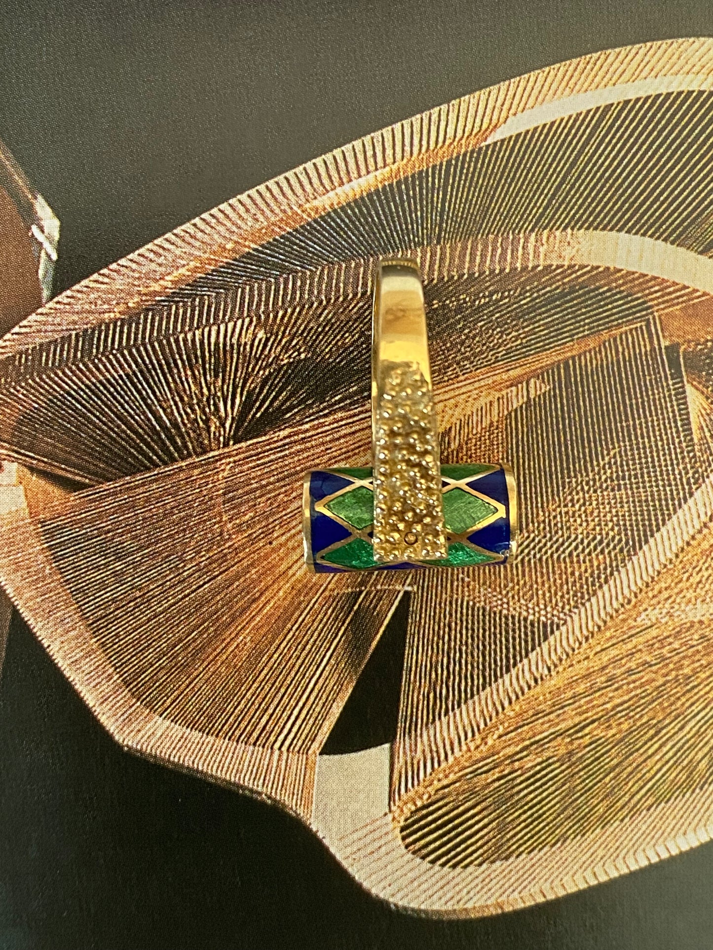 18k Enamel and Emerald Ring