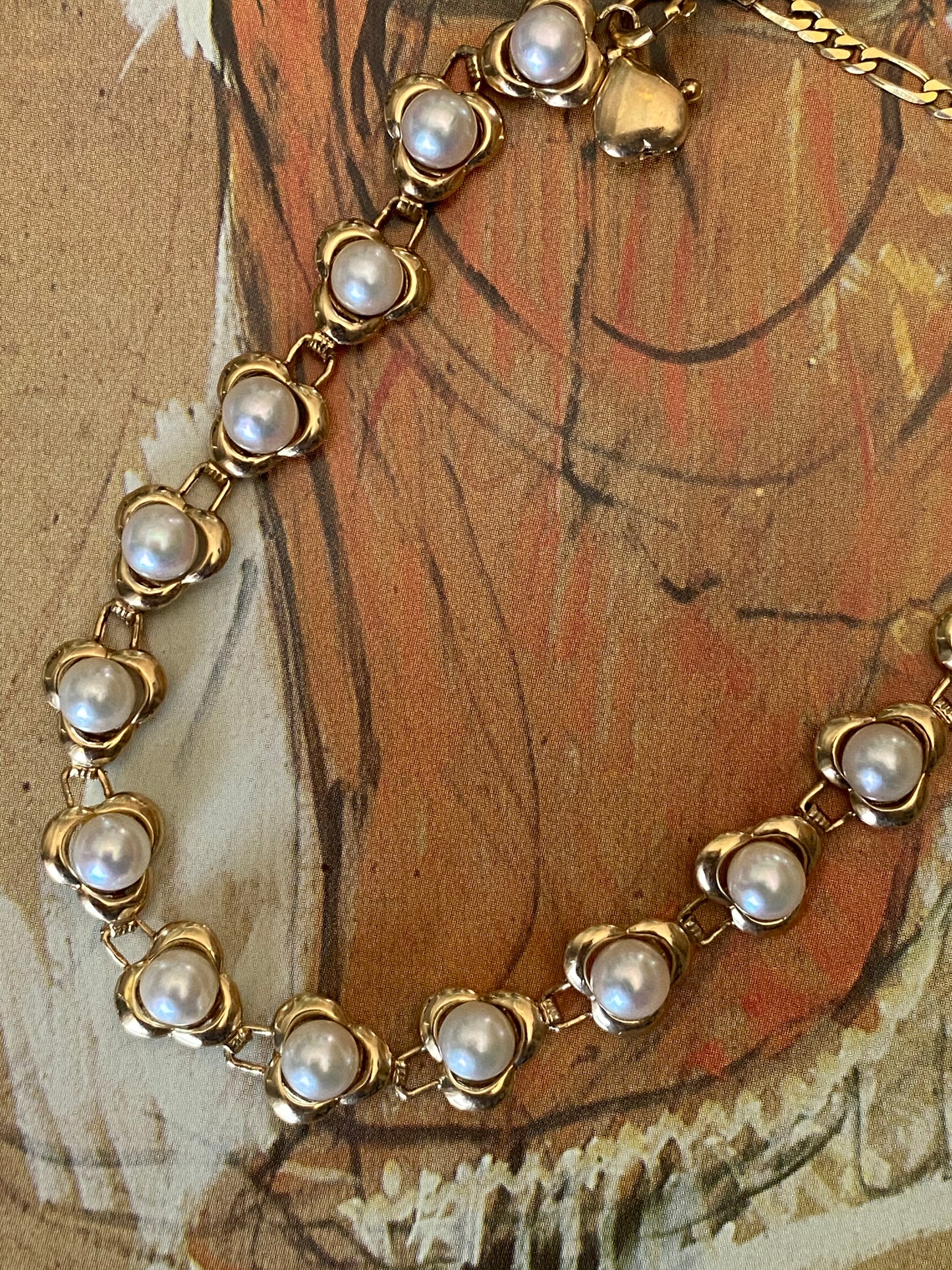 14k Akoya Pearl Flower Bracelet