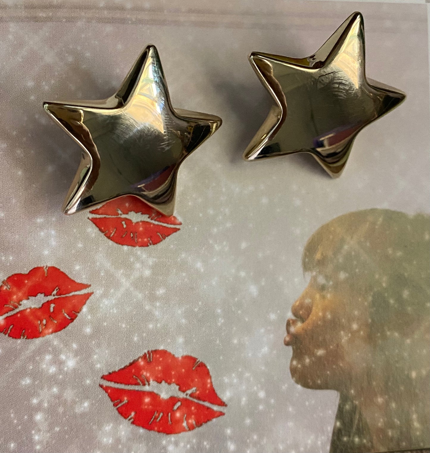 Large Puffy Star Earrings