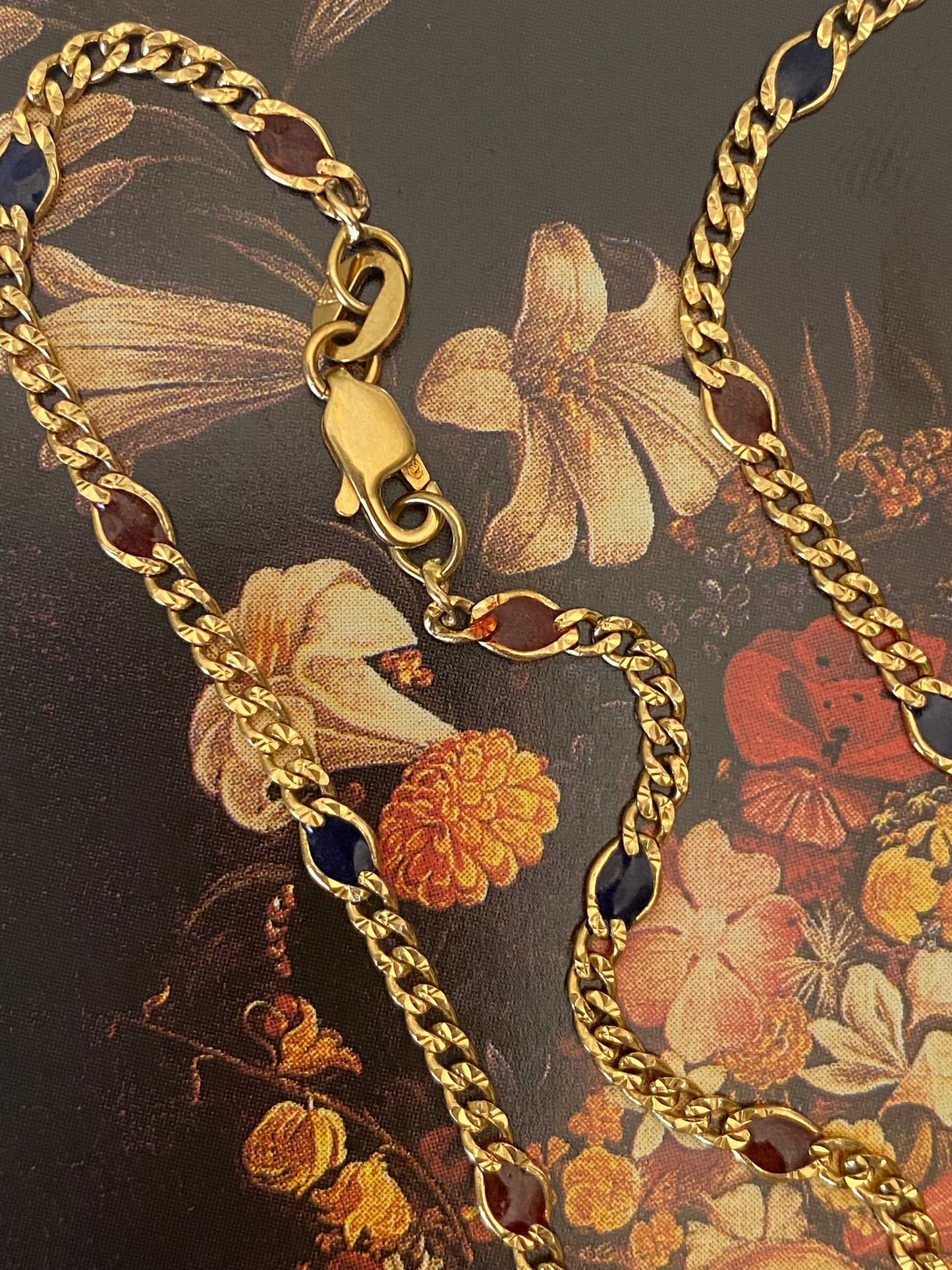 14k Glass Station Curb Chain