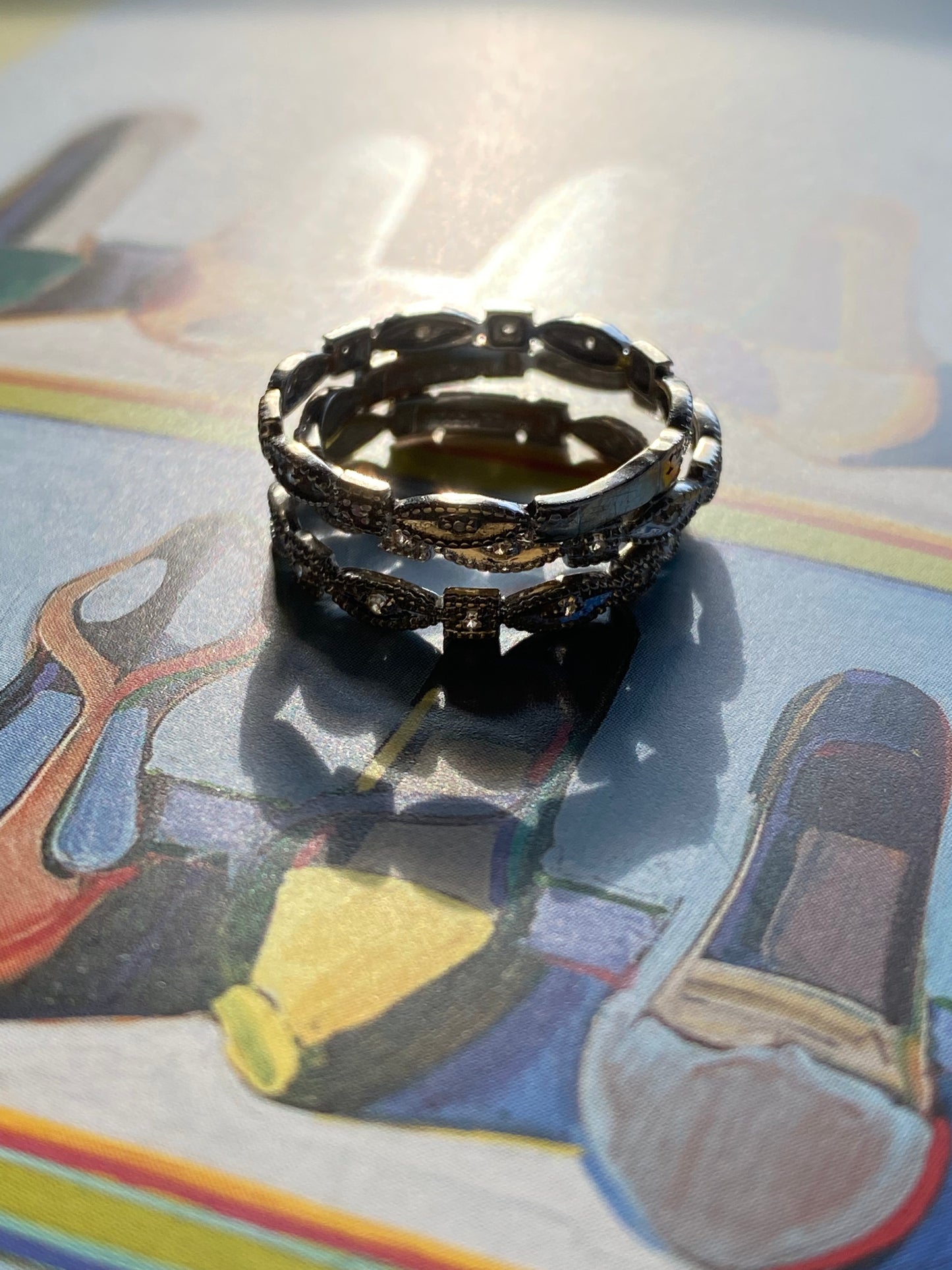 14k WG Art Deco Diamond Stacking Bands