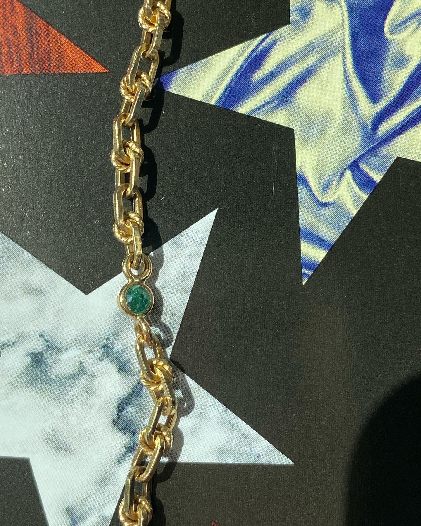 14k Emerald Station Necklace