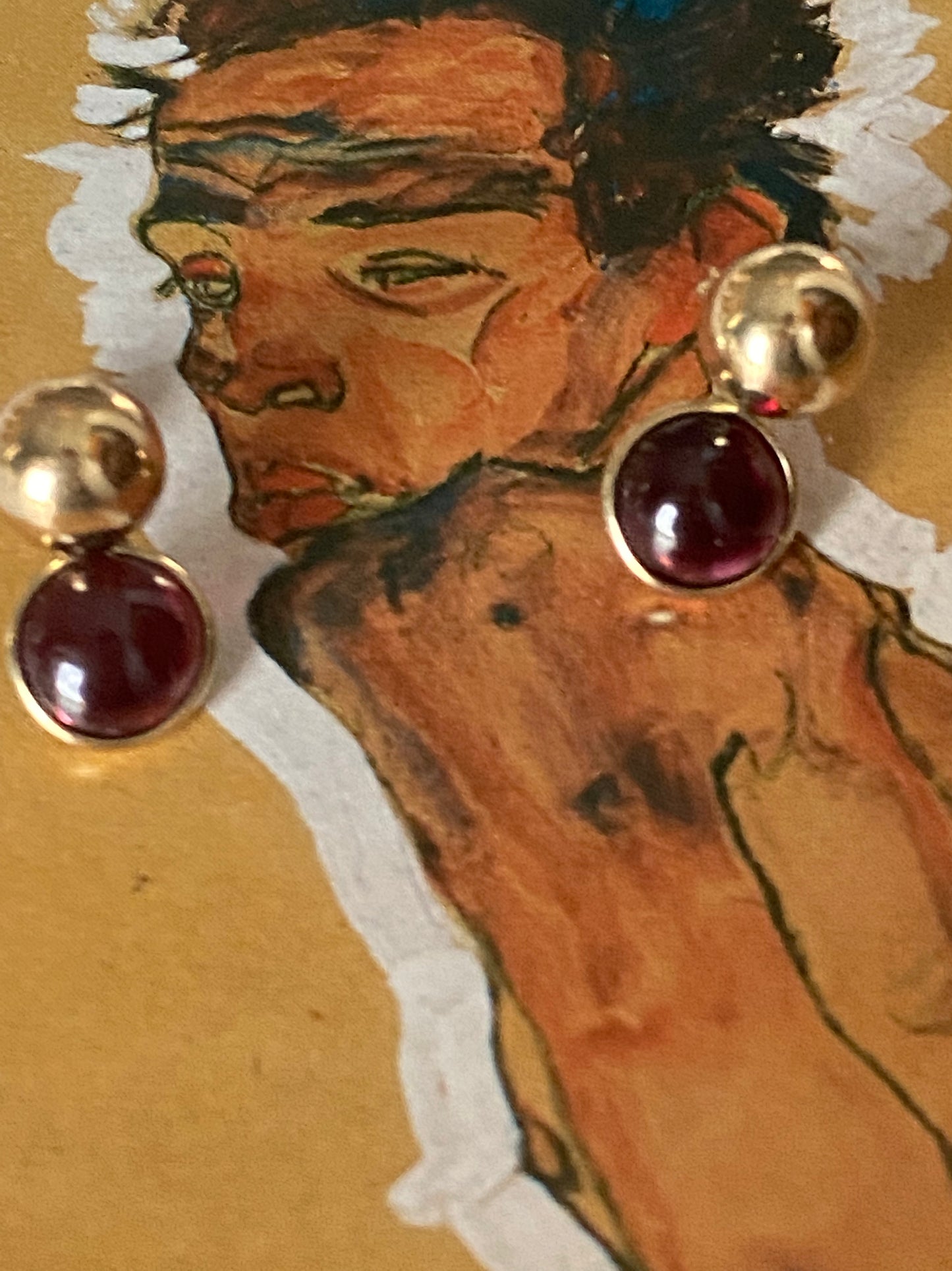 14k Tourmaline Cabochon Earrings