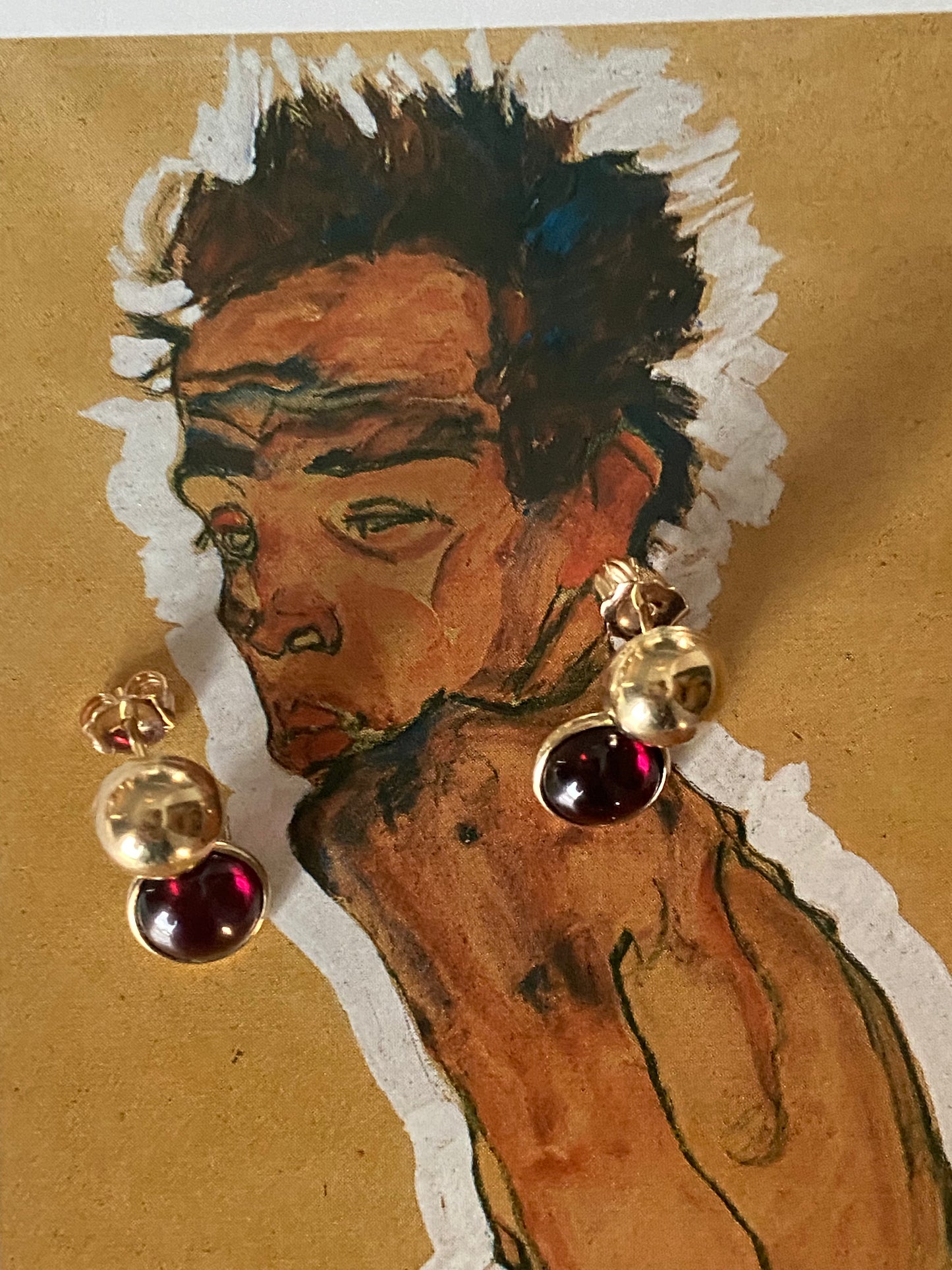 14k Tourmaline Cabochon Earrings