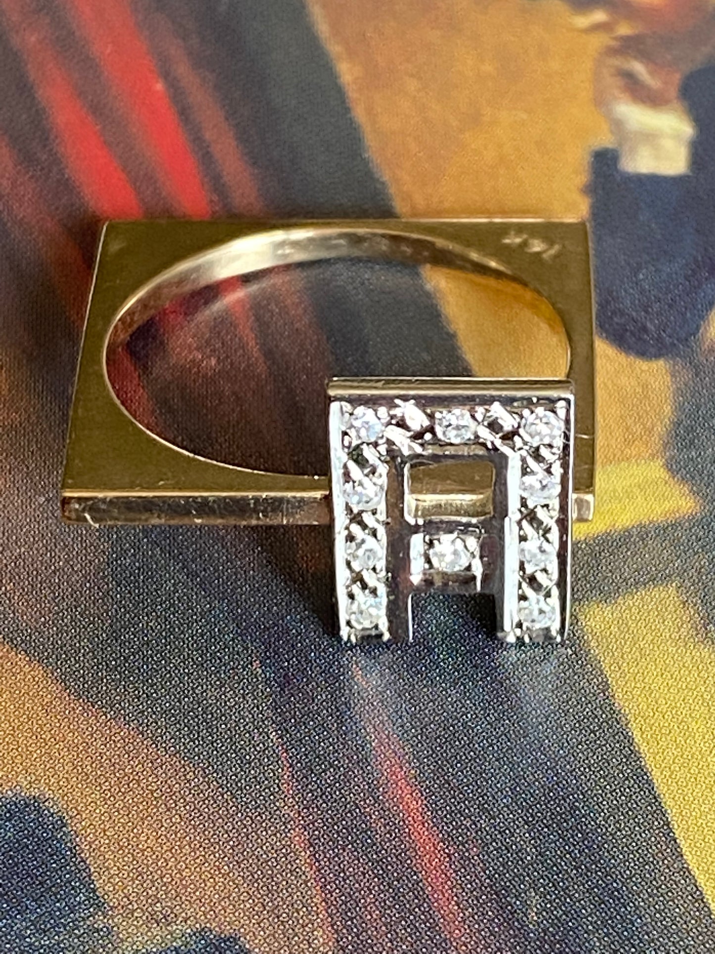 14k Square Initial Rings