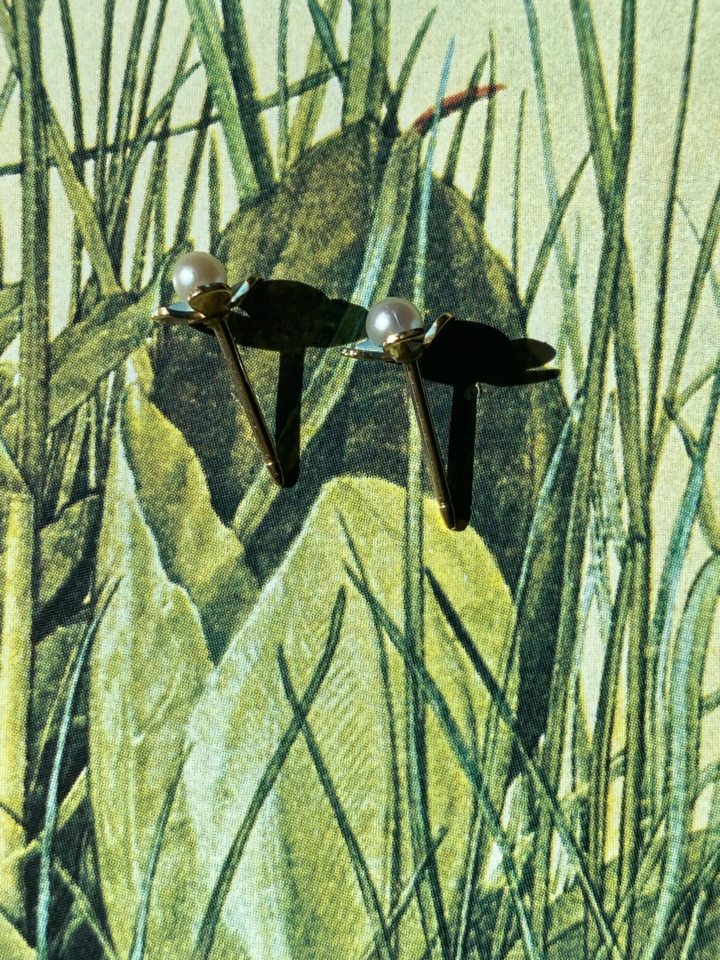 14k Enamel Flower Earrings