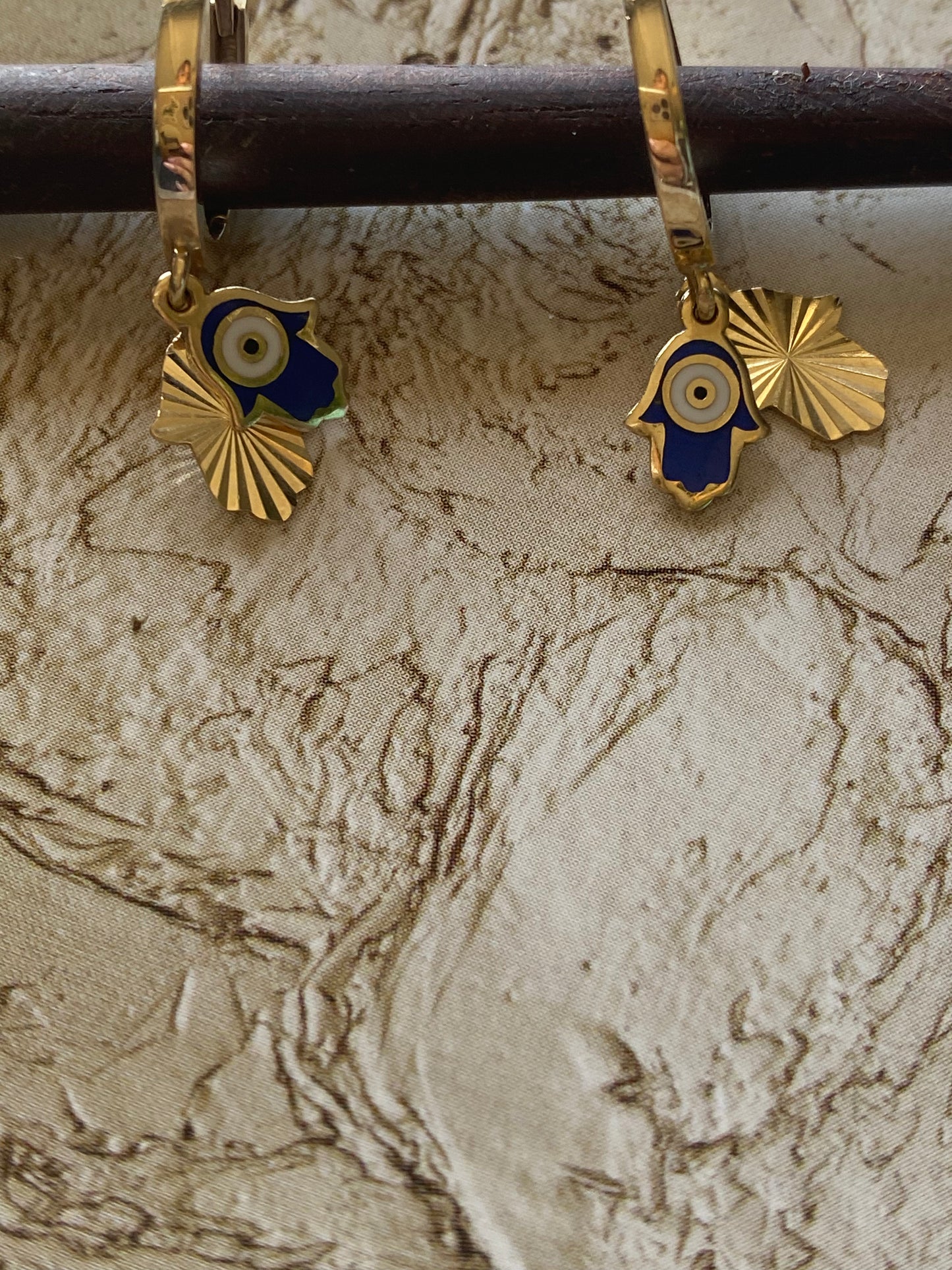 14k Hamsa Huggies