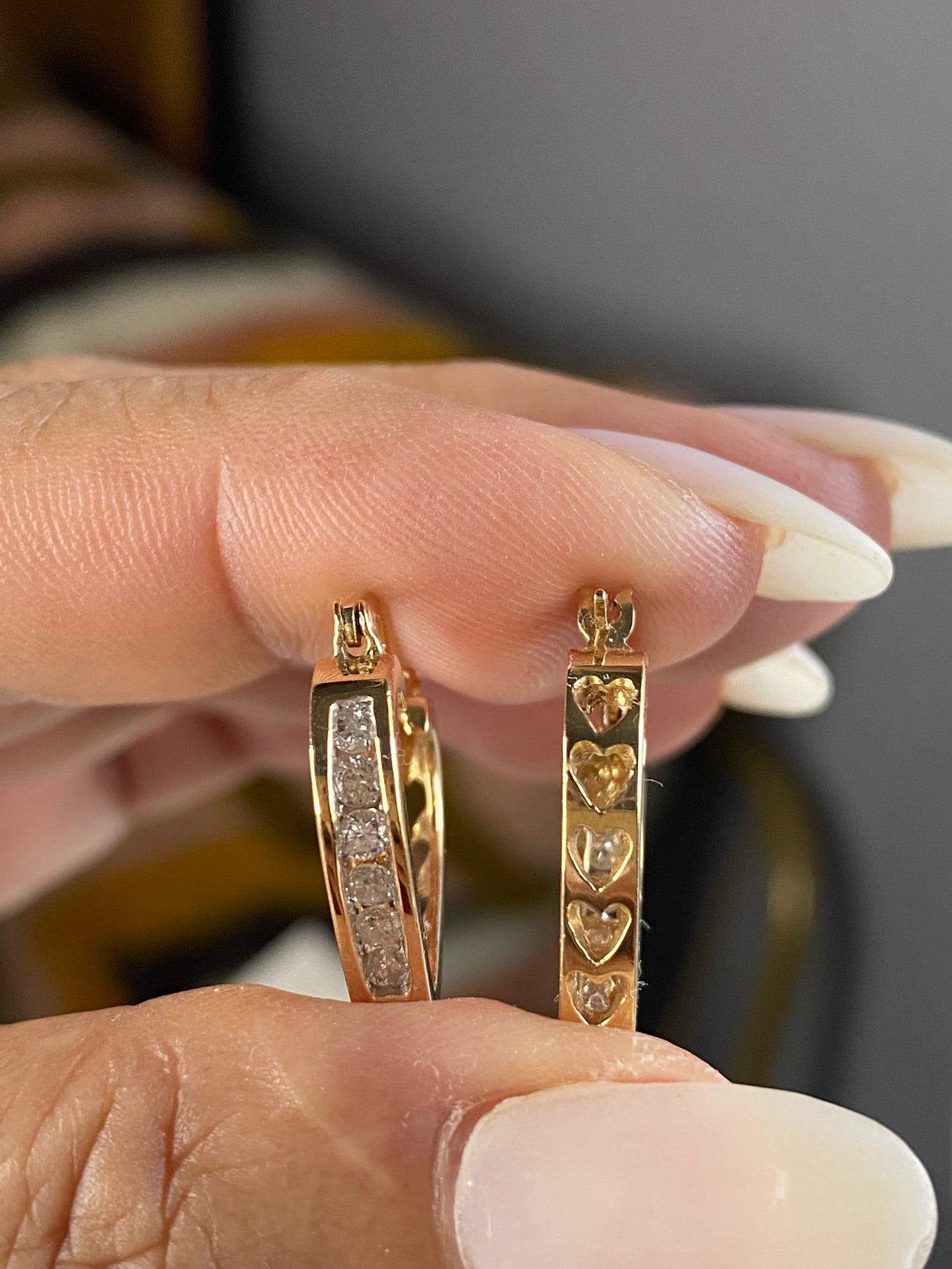 10k Reversible Diamond Heart Huggies